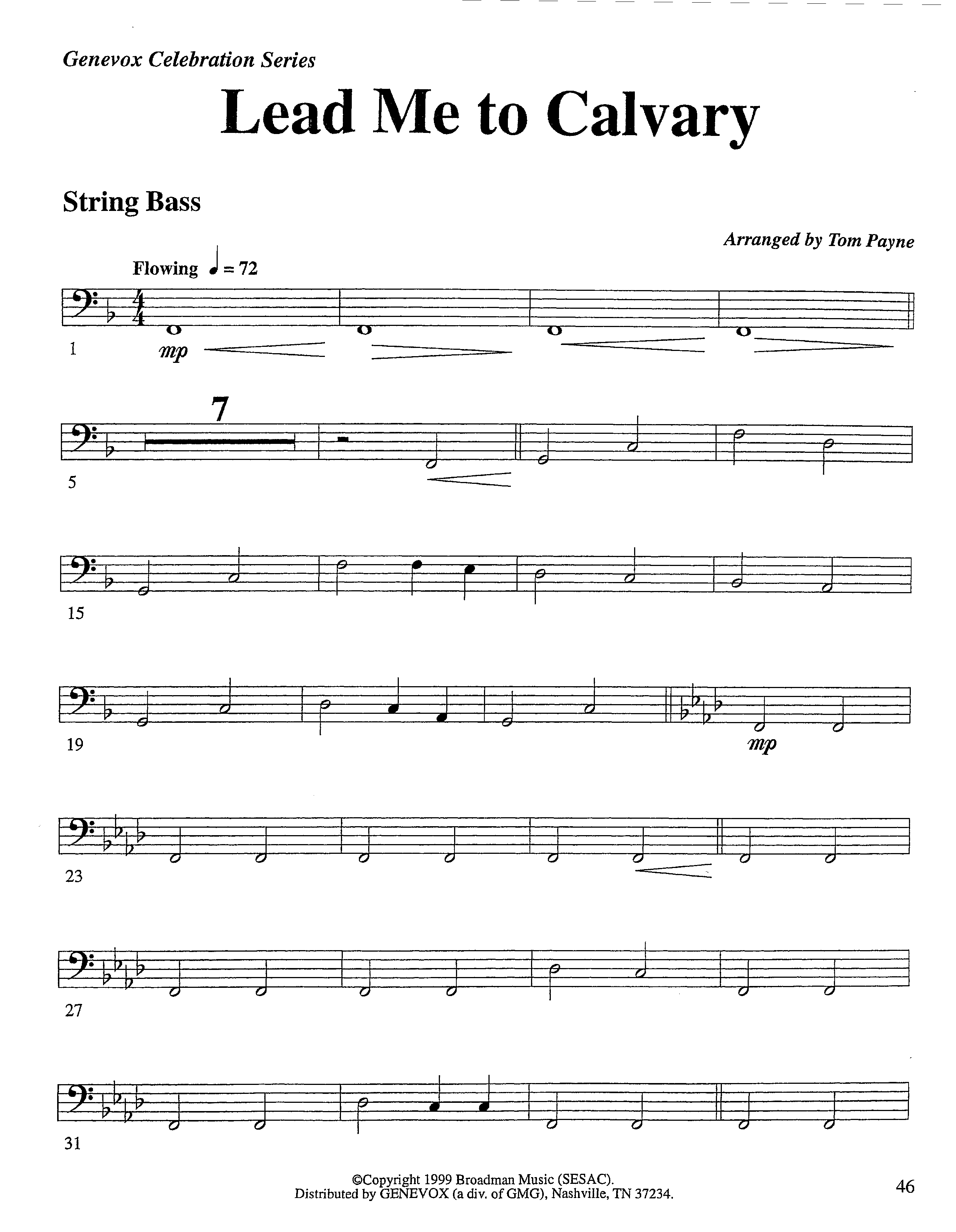 Lead Me To Calvary (Instrumental) Double Bass (Lifeway Worship / Arr. Tom Payne)