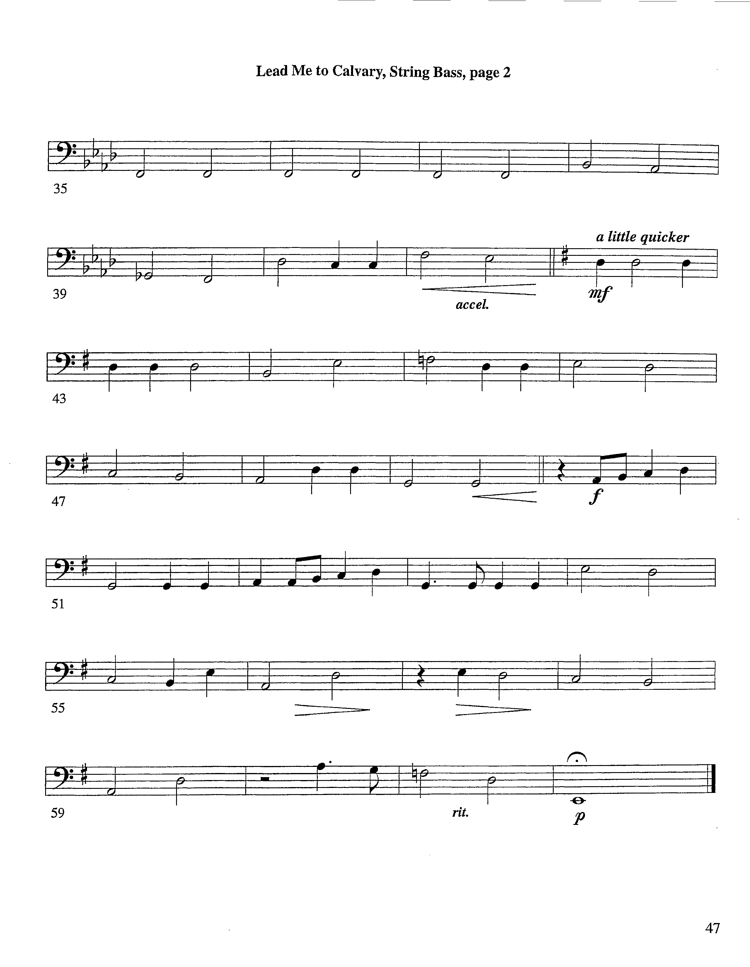 Lead Me To Calvary (Instrumental) Double Bass (Lifeway Worship / Arr. Tom Payne)