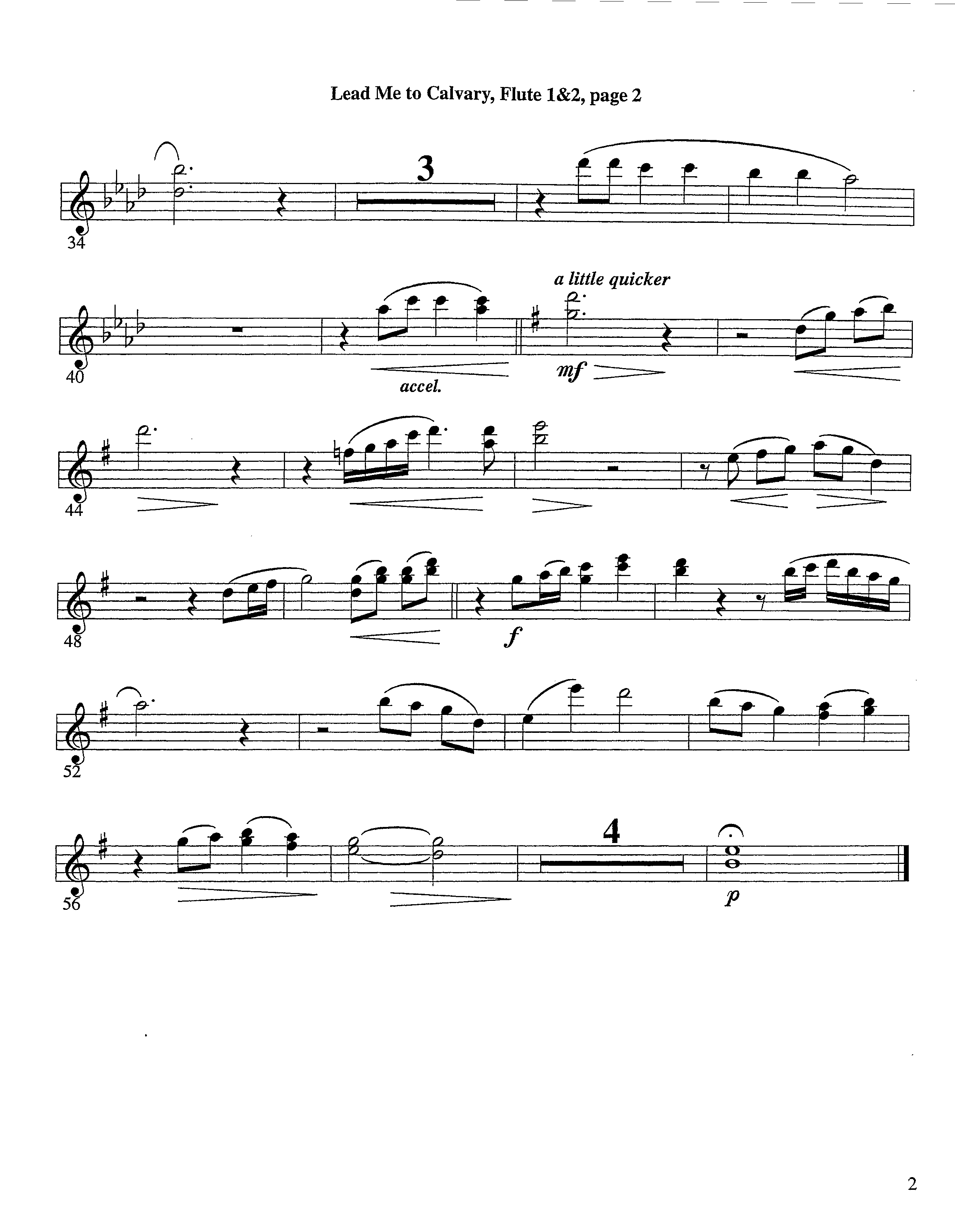 Lead Me To Calvary (Instrumental) Flute 1/2 (Lifeway Worship / Arr. Tom Payne)