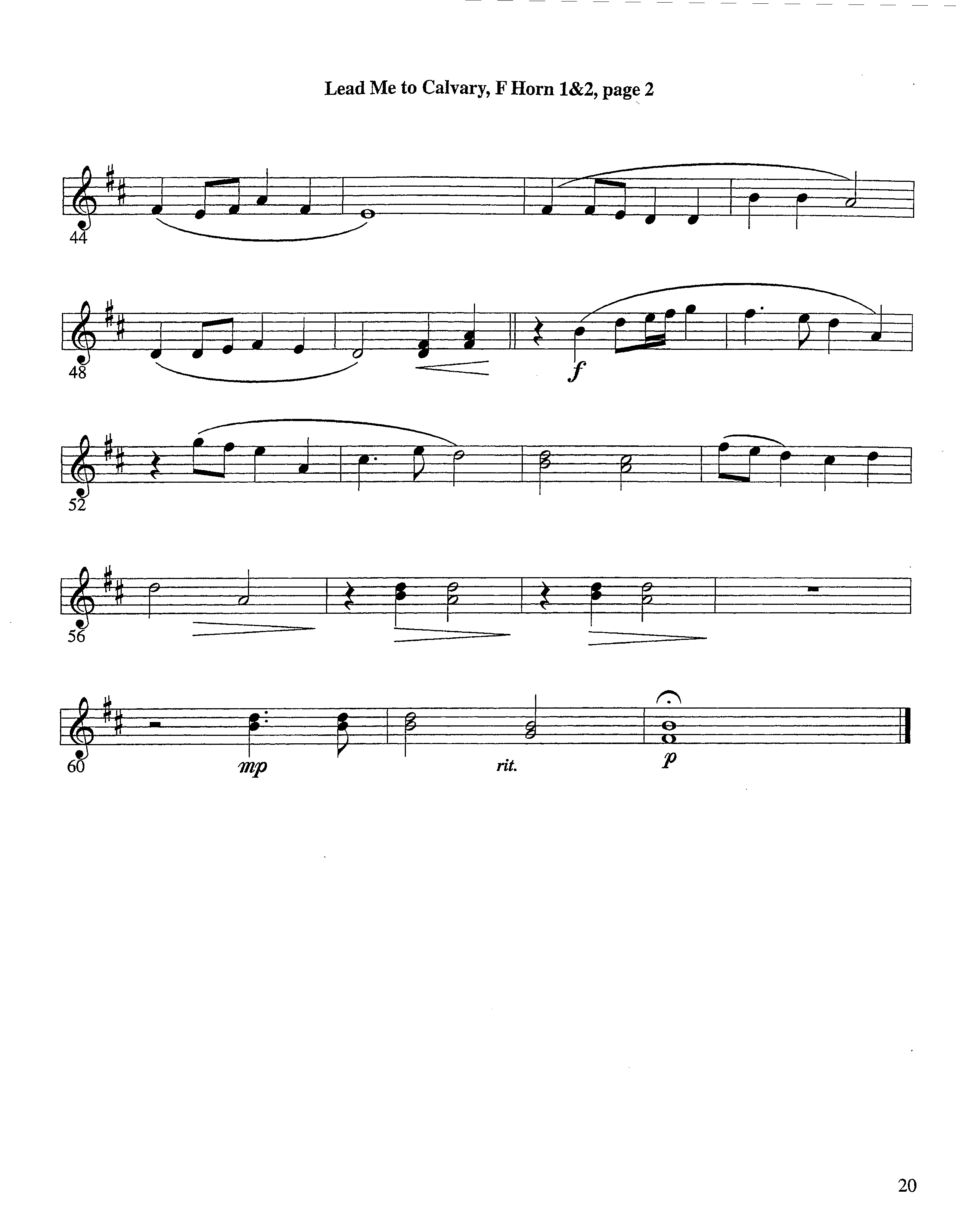 Lead Me To Calvary (Instrumental) French Horn 1/2 (Lifeway Worship / Arr. Tom Payne)