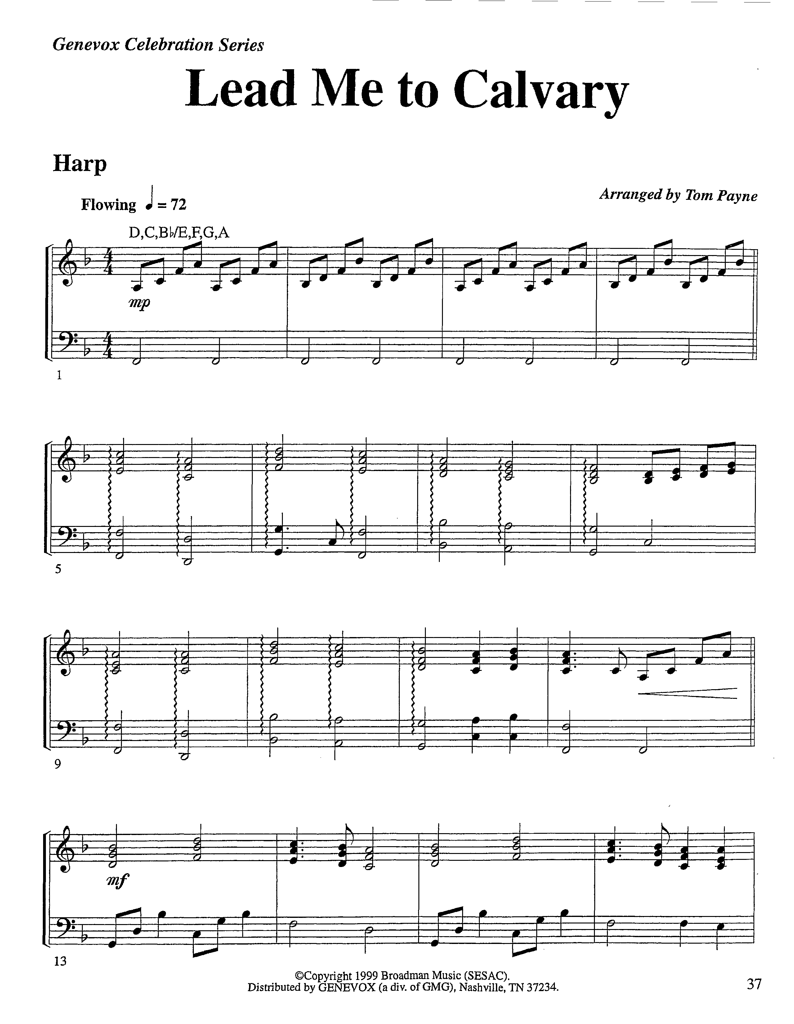 Lead Me To Calvary (Instrumental) Harp (Lifeway Worship / Arr. Tom Payne)