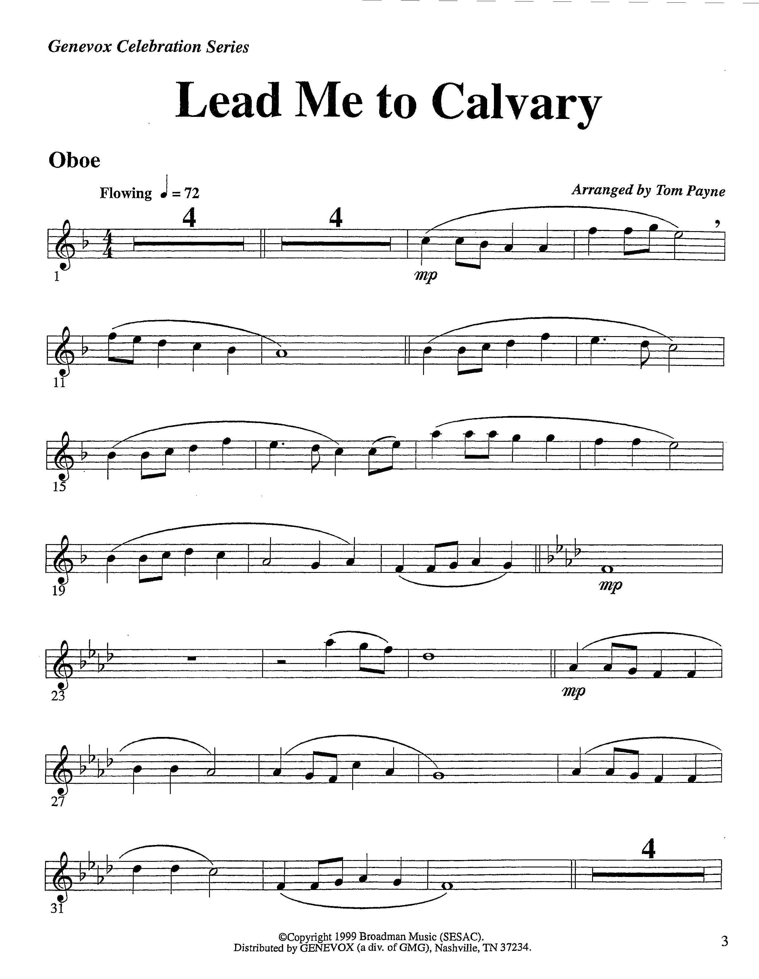 Lead Me To Calvary (Instrumental) Oboe (Lifeway Worship / Arr. Tom Payne)