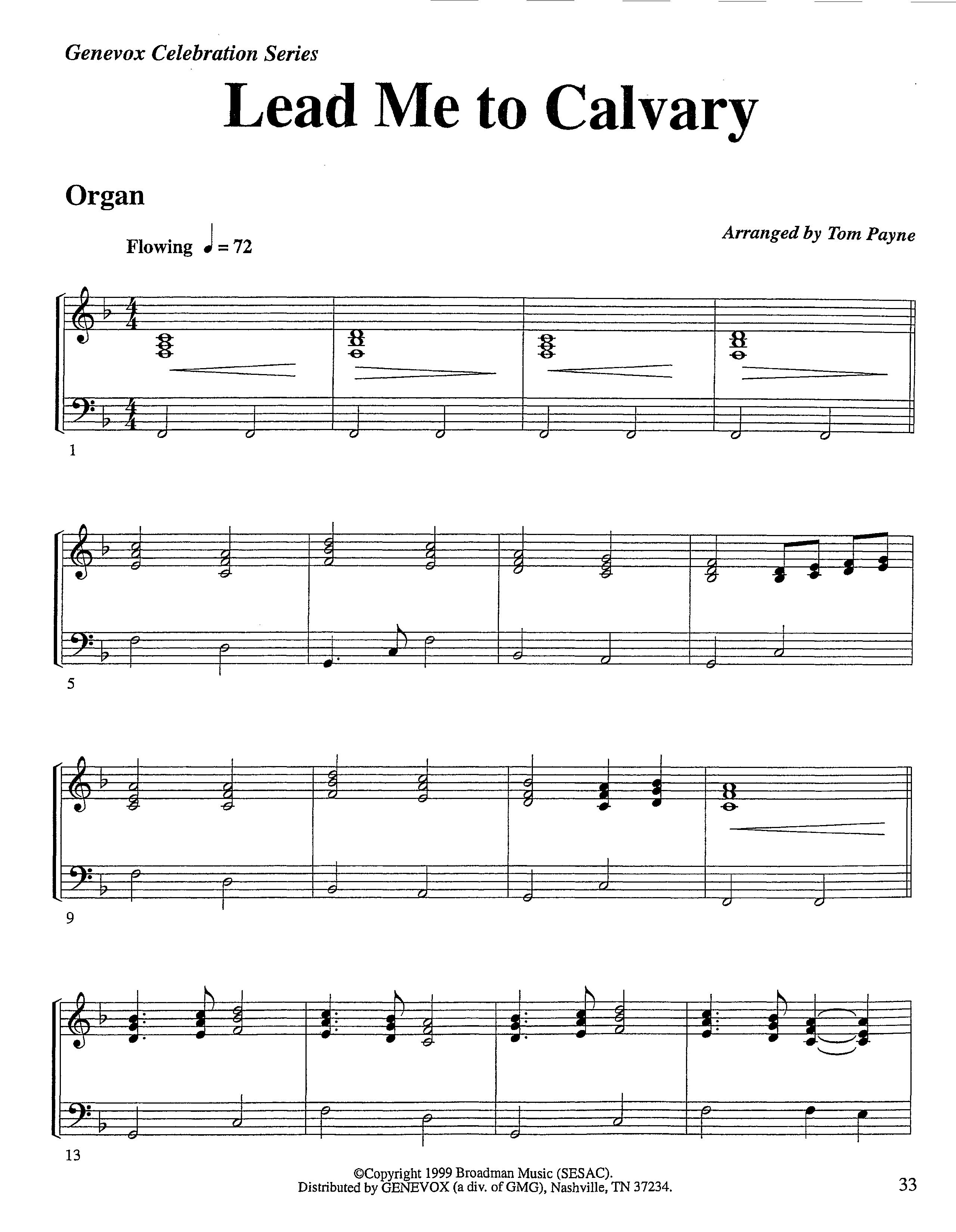 Lead Me To Calvary (Instrumental) Organ (Lifeway Worship / Arr. Tom Payne)