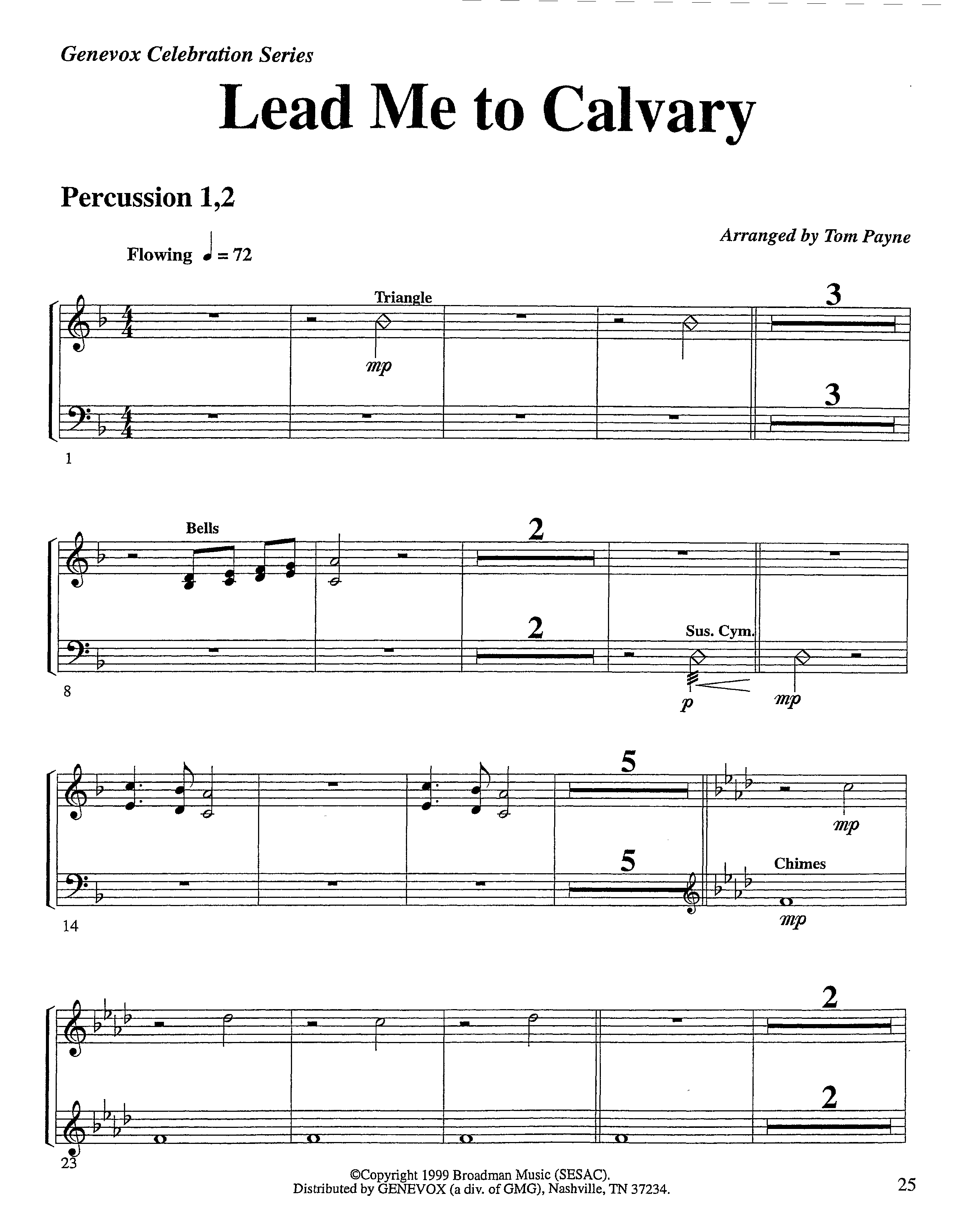 Lead Me To Calvary (Instrumental) Percussion 1/2 (Lifeway Worship / Arr. Tom Payne)