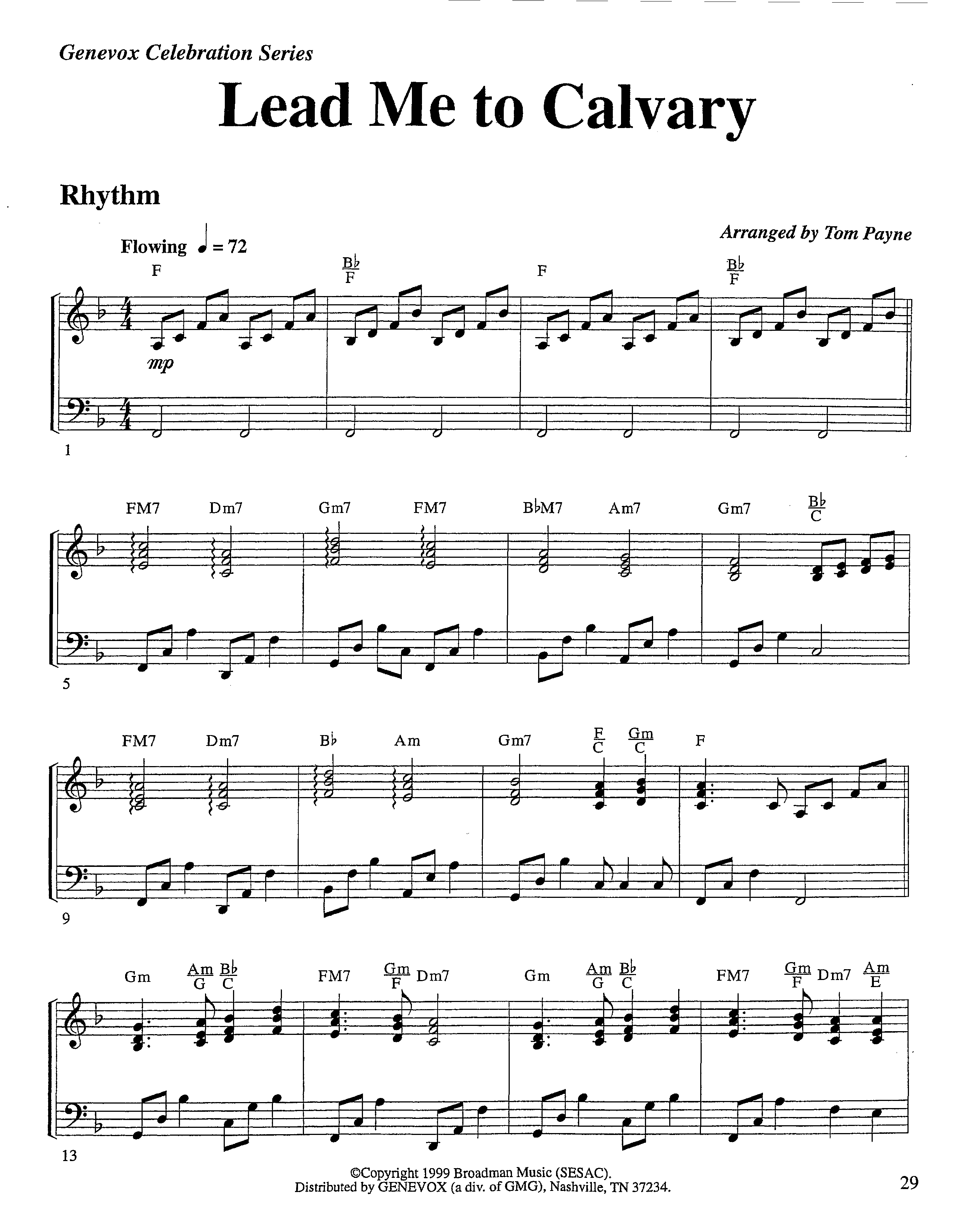 Lead Me To Calvary (Instrumental) Rhythm Chart (Lifeway Worship / Arr. Tom Payne)