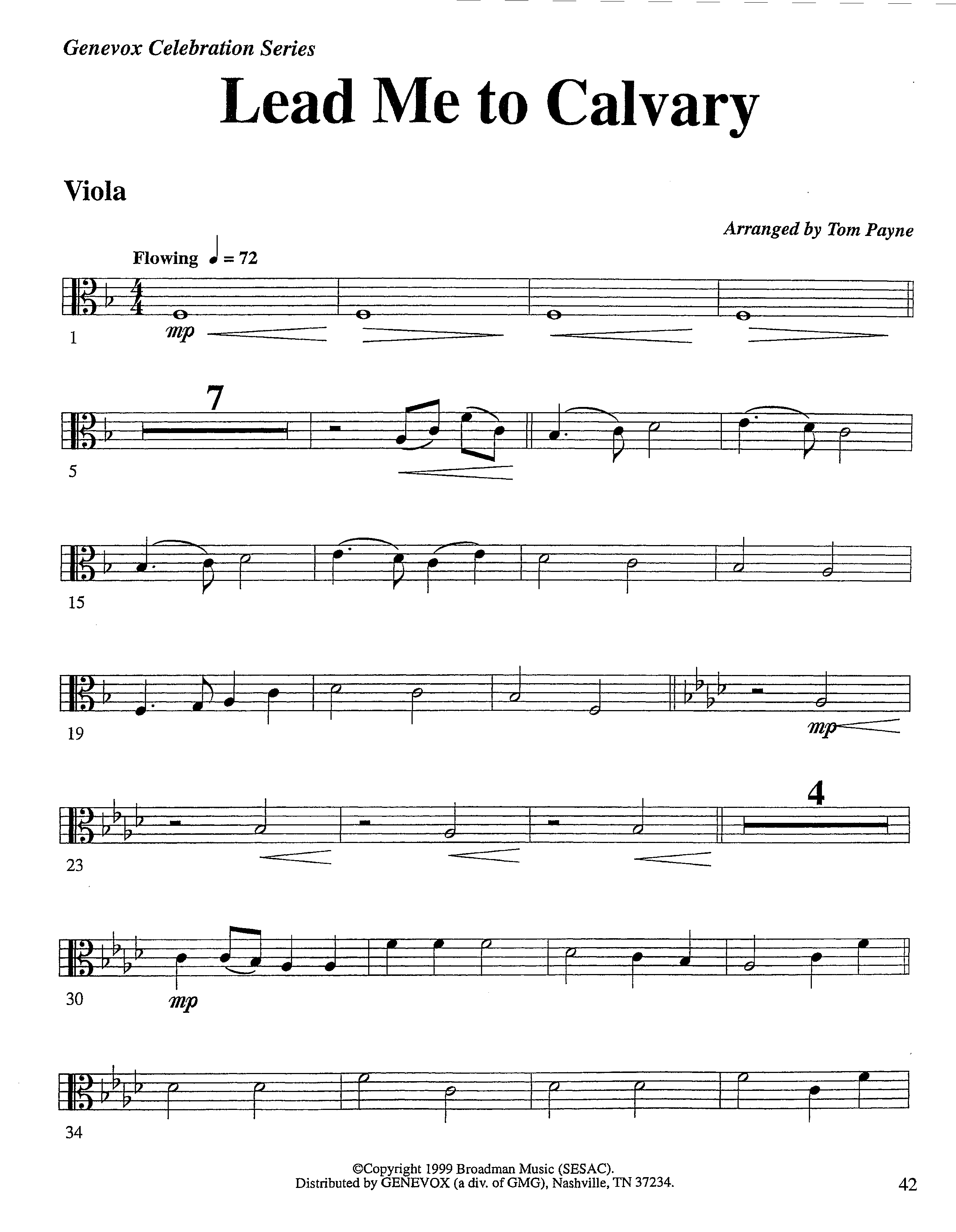 Lead Me To Calvary (Instrumental) Viola (Lifeway Worship / Arr. Tom Payne)