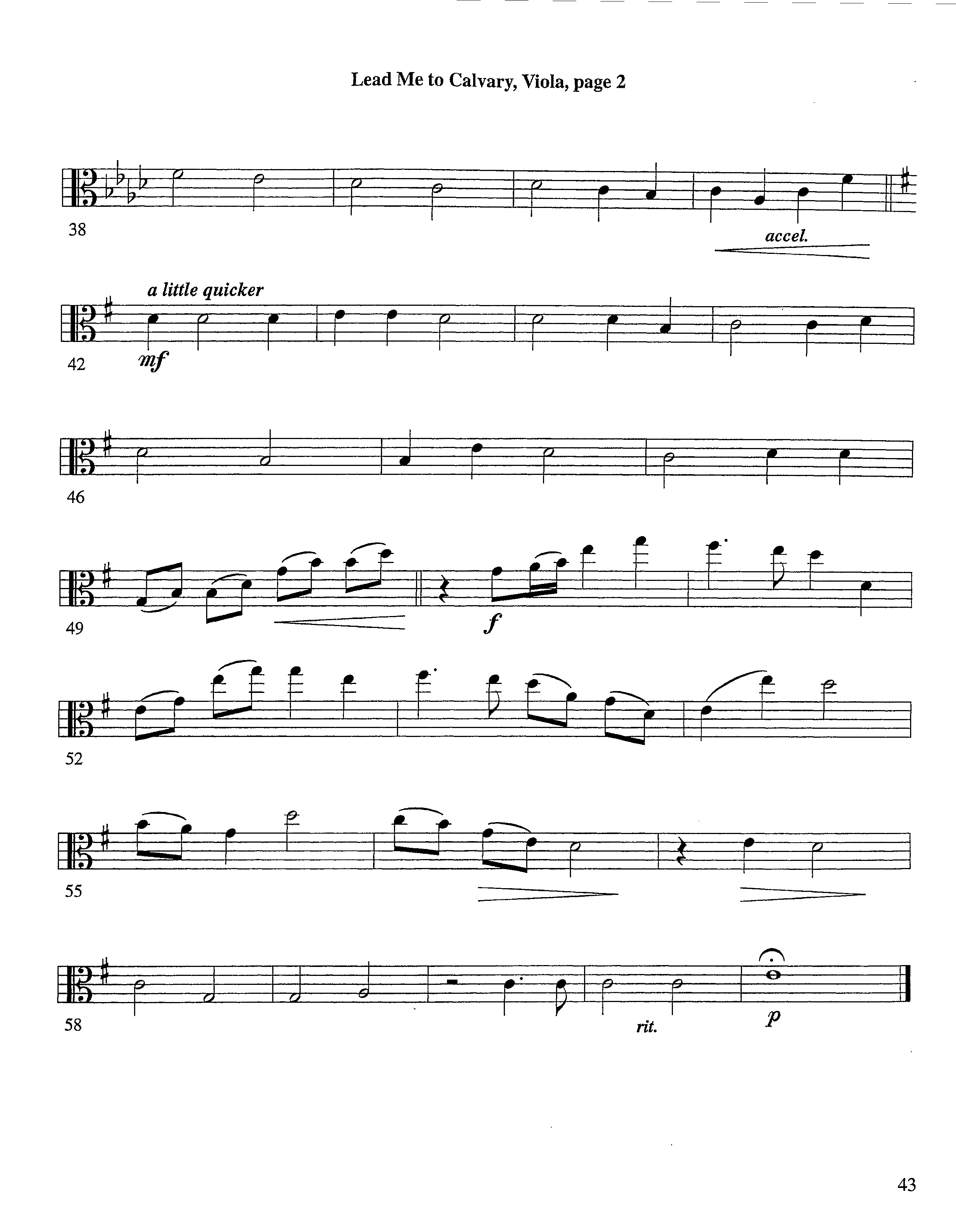 Lead Me To Calvary (Instrumental) Viola (Lifeway Worship / Arr. Tom Payne)