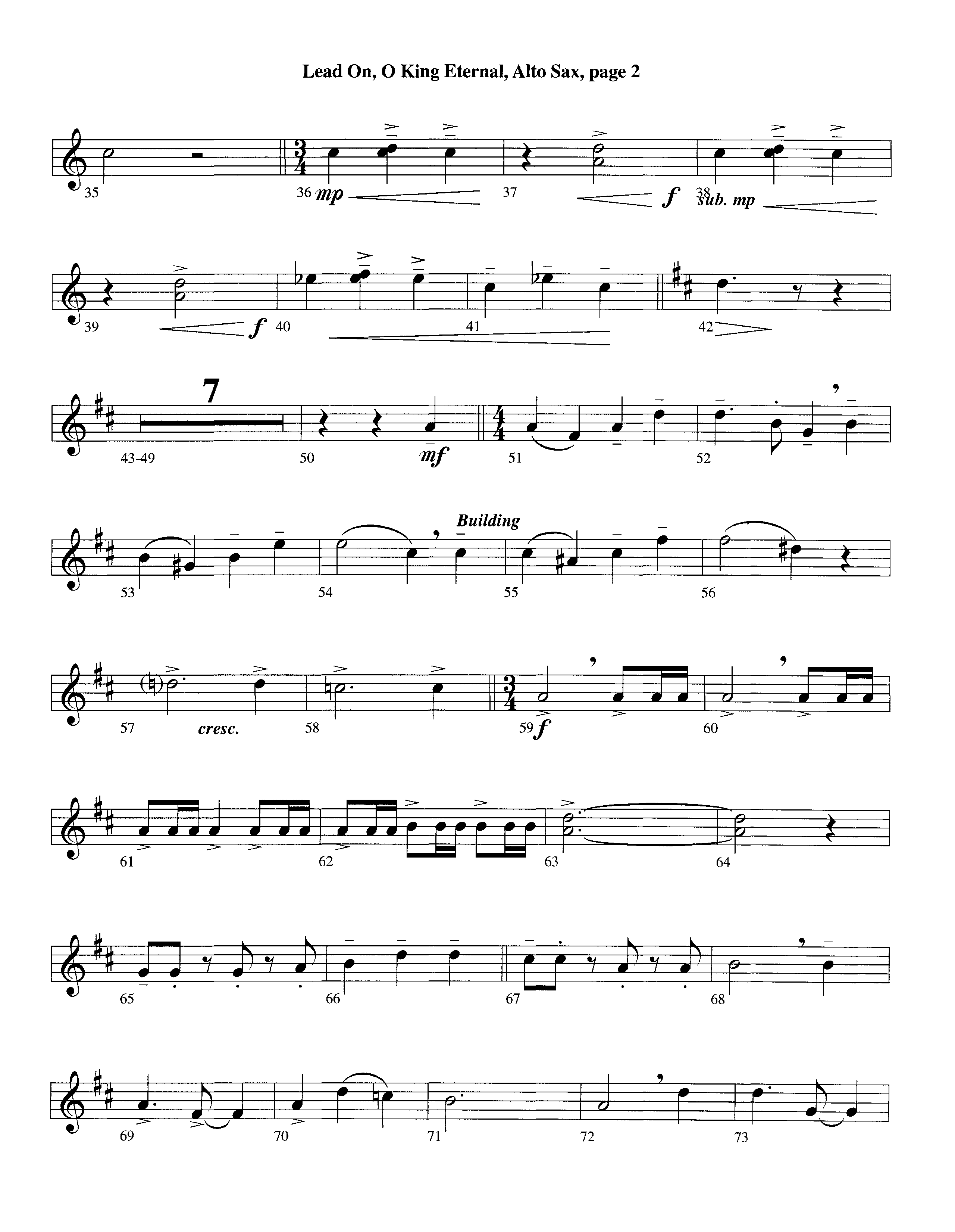 Lead On O King Eternal (Instrumental) Alto Sax (Lifeway Worship / Arr. Steve Dunn)