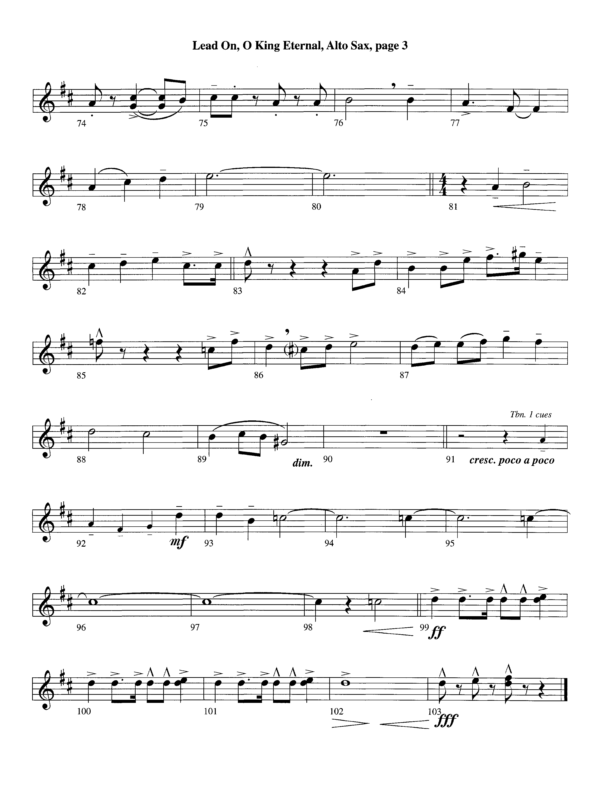 Lead On O King Eternal (Instrumental) Alto Sax (Lifeway Worship / Arr. Steve Dunn)