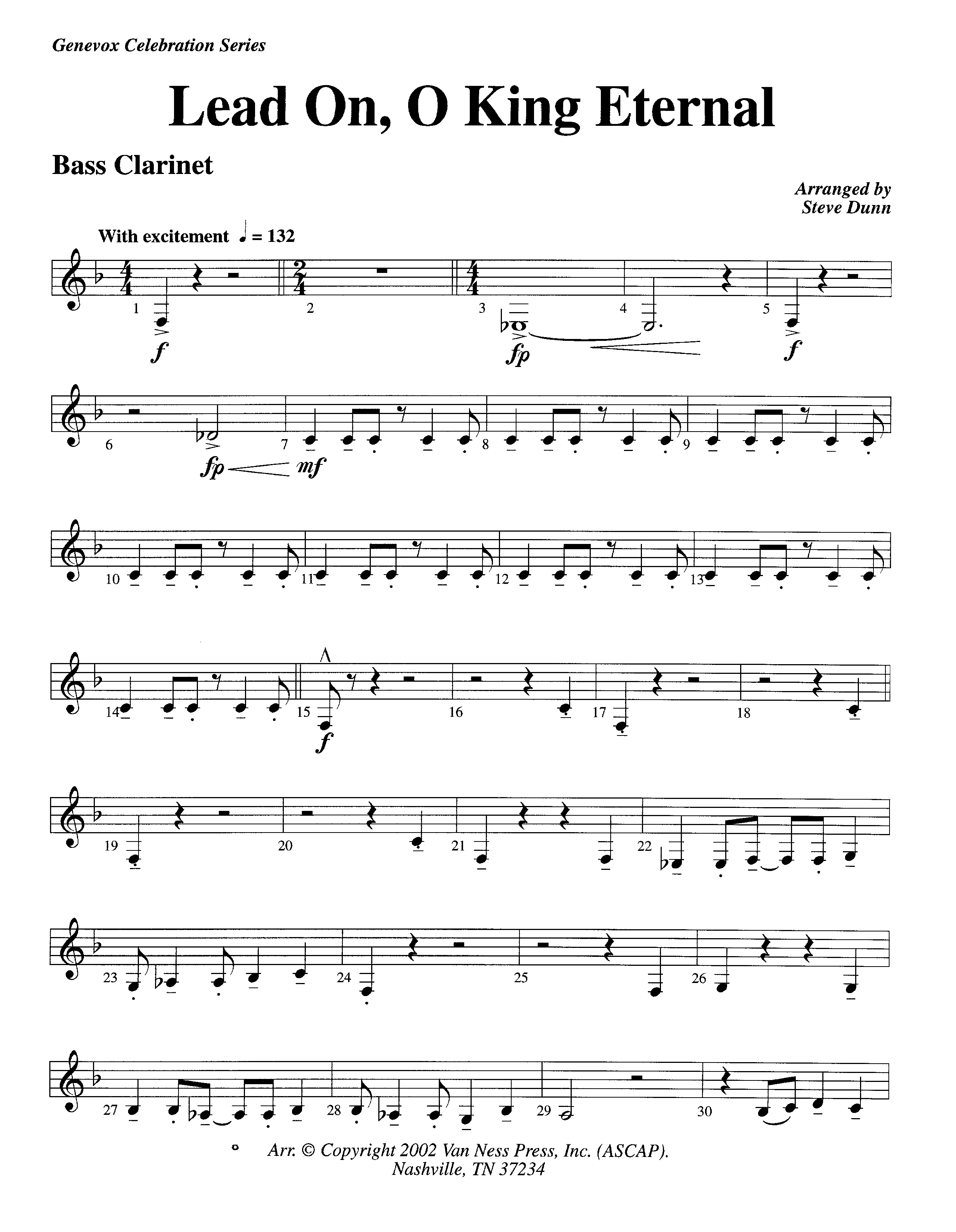 Lead On O King Eternal (Instrumental) Bass Clarinet (Lifeway Worship / Arr. Steve Dunn)