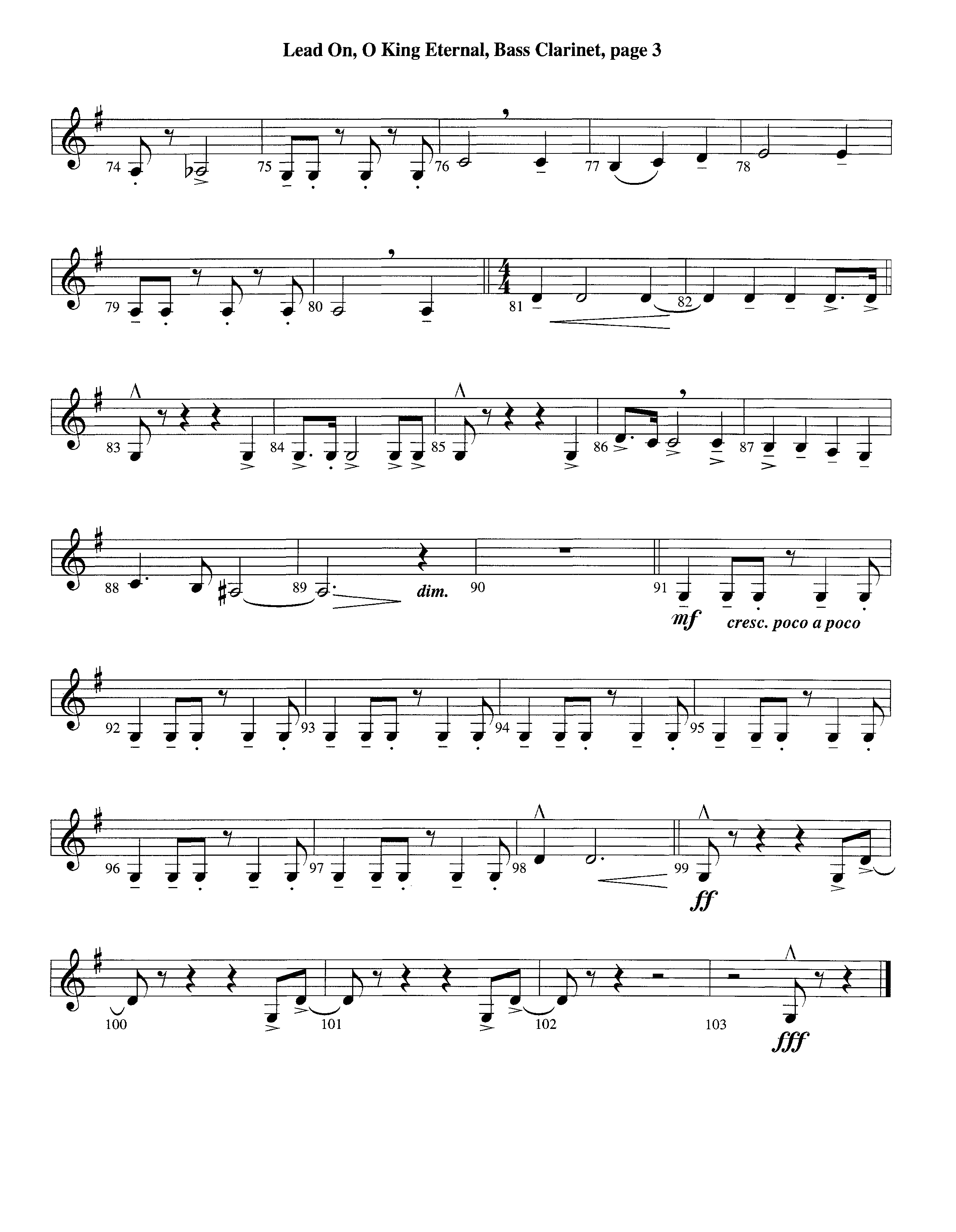 Lead On O King Eternal (Instrumental) Bass Clarinet (Lifeway Worship / Arr. Steve Dunn)