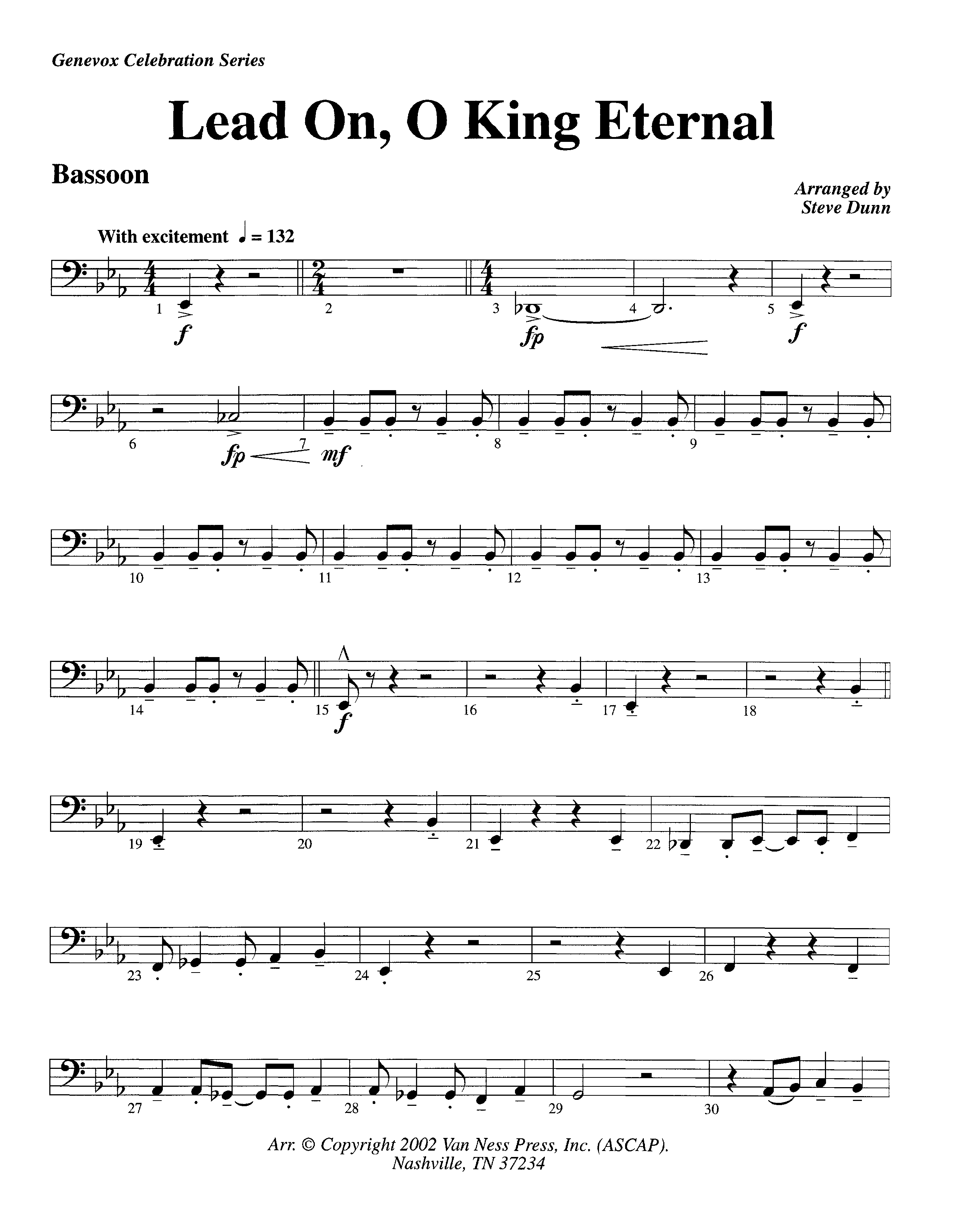 Lead On O King Eternal (Instrumental) Bassoon (Lifeway Worship / Arr. Steve Dunn)