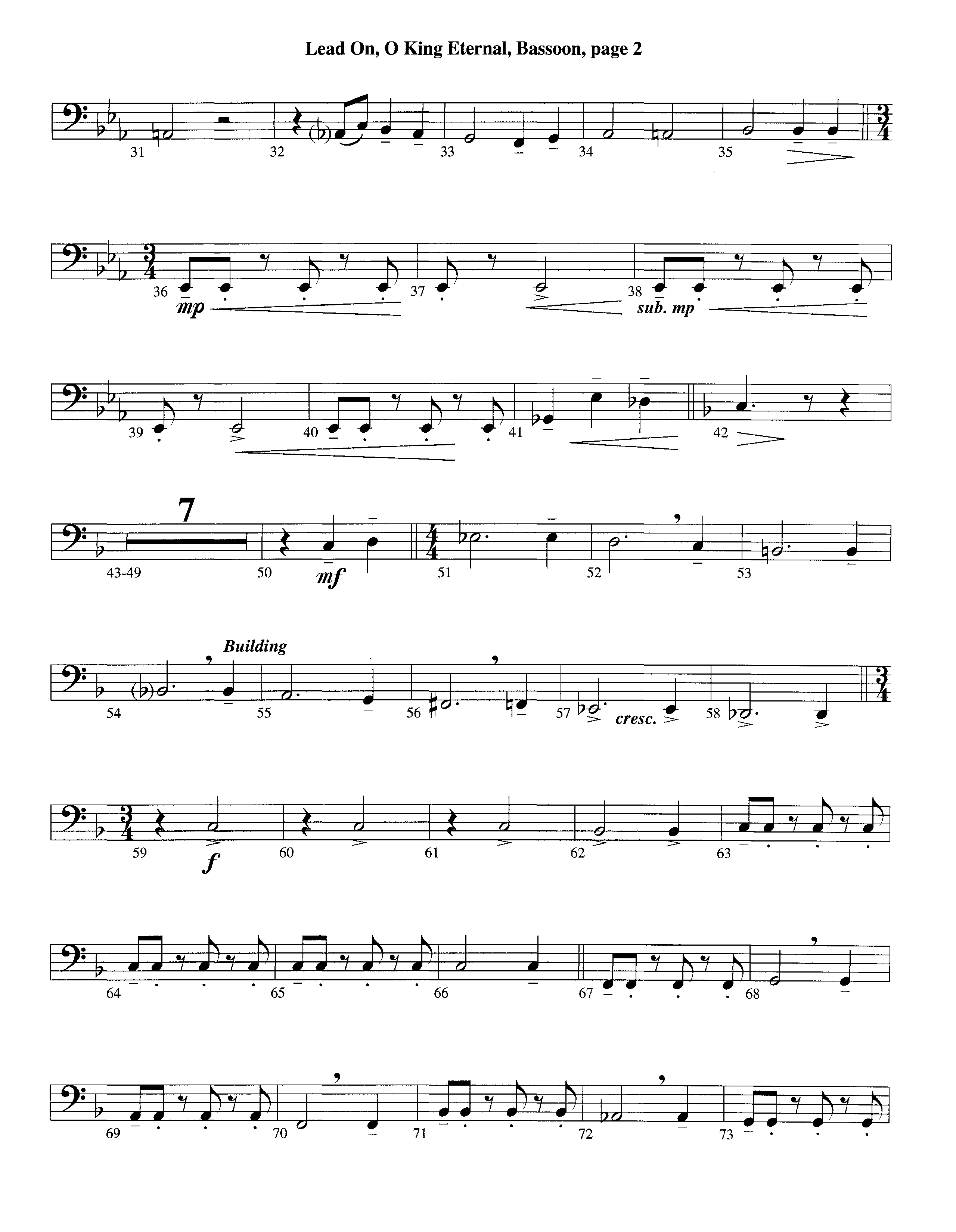 Lead On O King Eternal (Instrumental) Bassoon (Lifeway Worship / Arr. Steve Dunn)