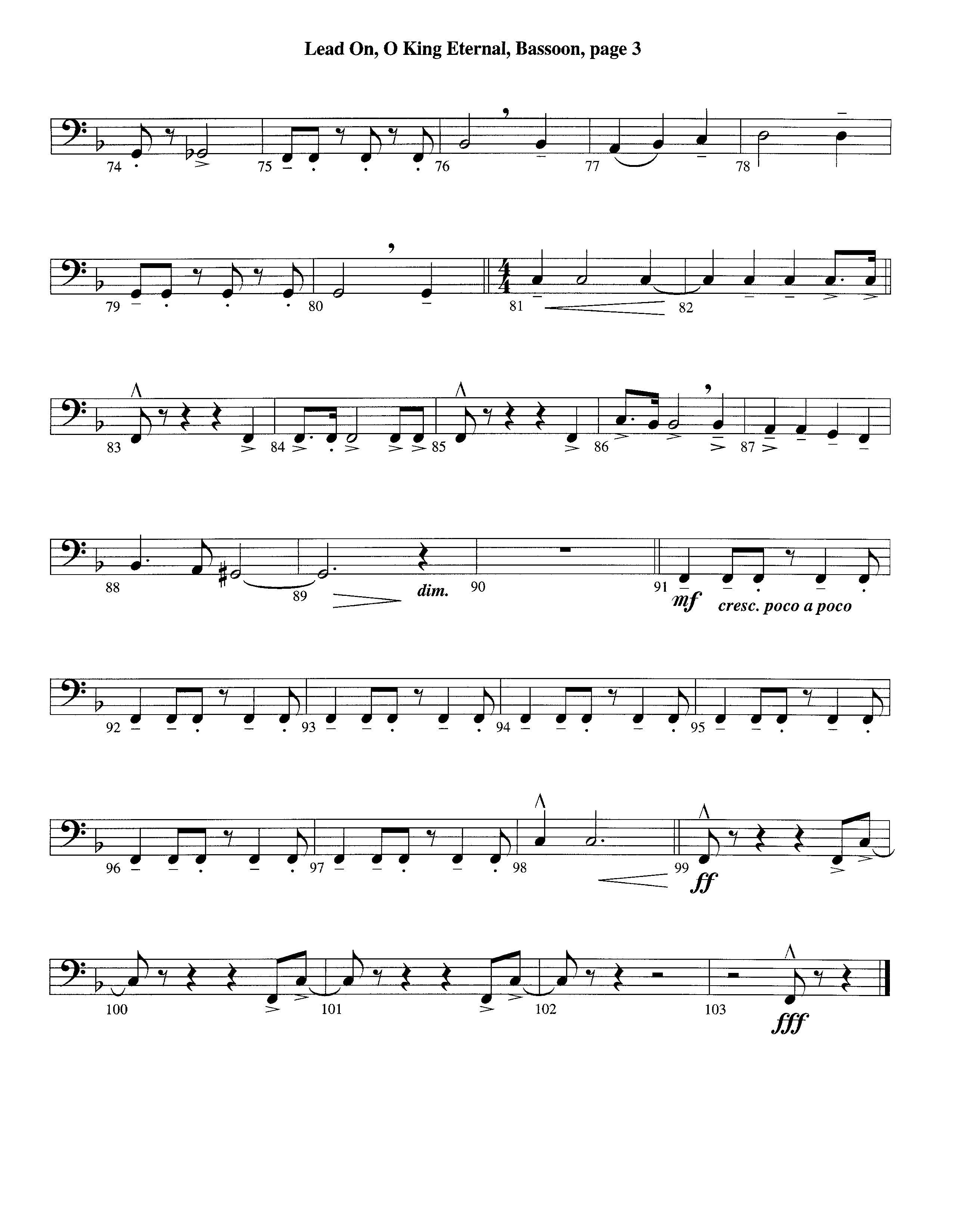 Lead On O King Eternal (Instrumental) Bassoon (Lifeway Worship / Arr. Steve Dunn)