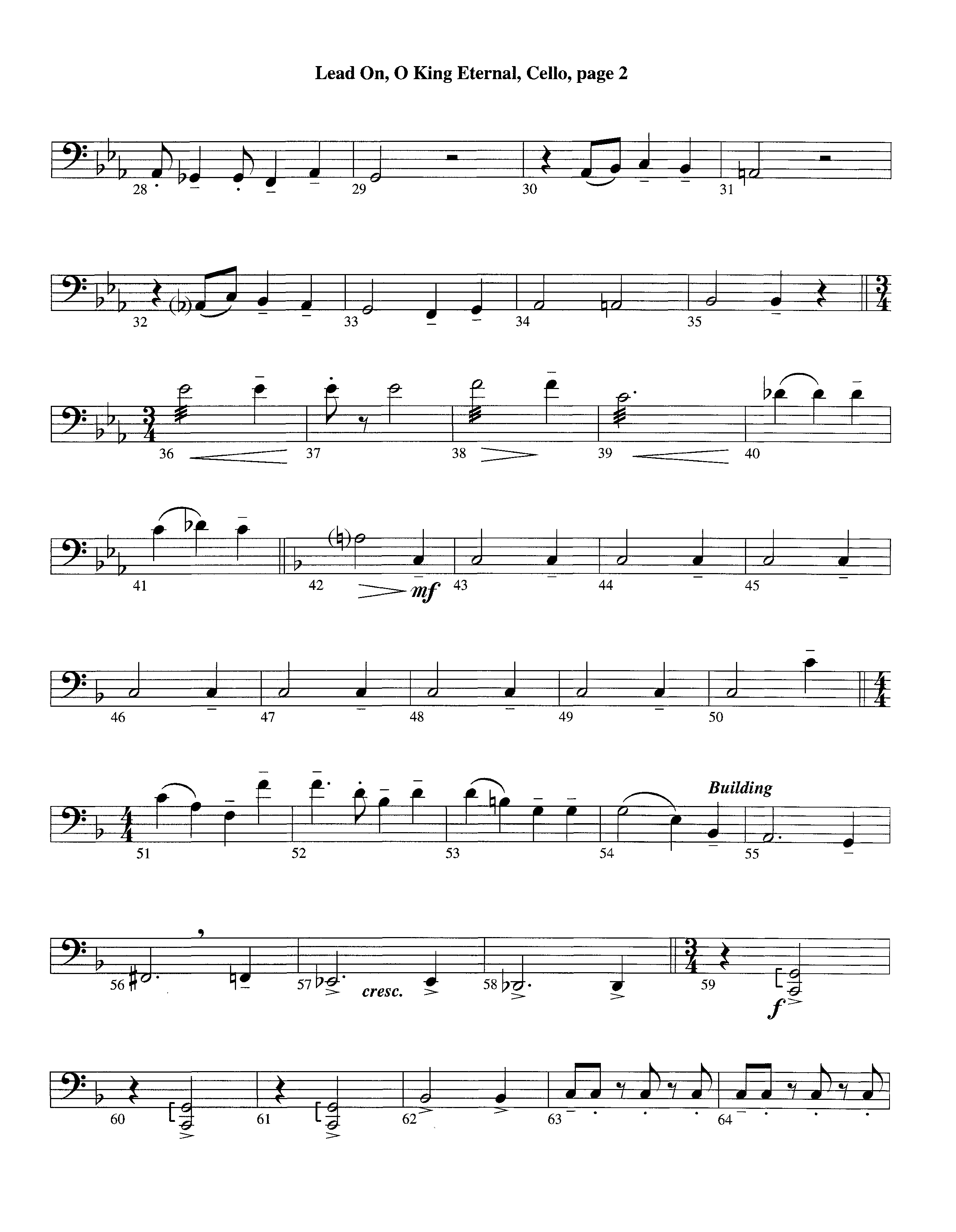 Lead On O King Eternal (Instrumental) Cello (Lifeway Worship / Arr. Steve Dunn)