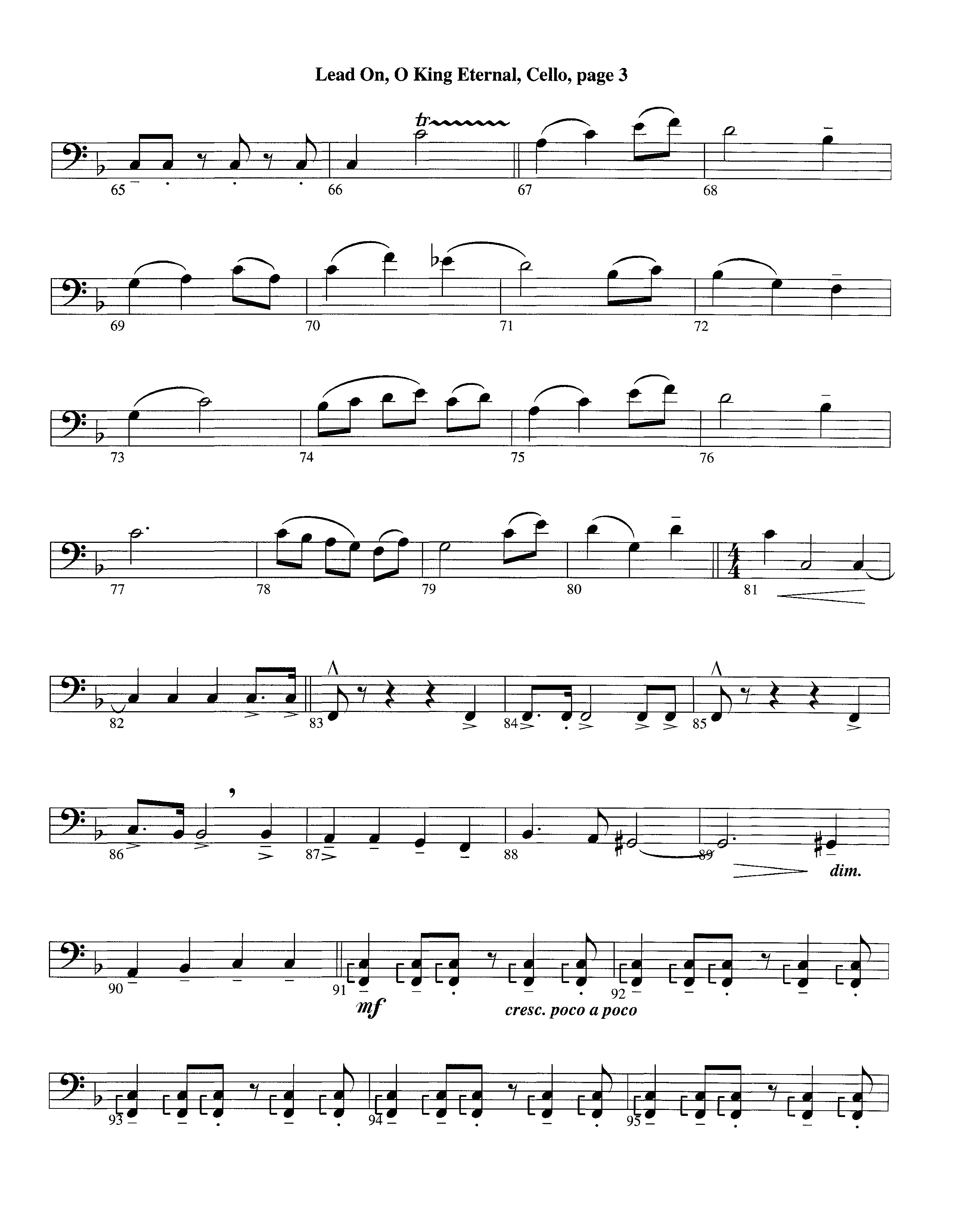 Lead On O King Eternal (Instrumental) Cello (Lifeway Worship / Arr. Steve Dunn)