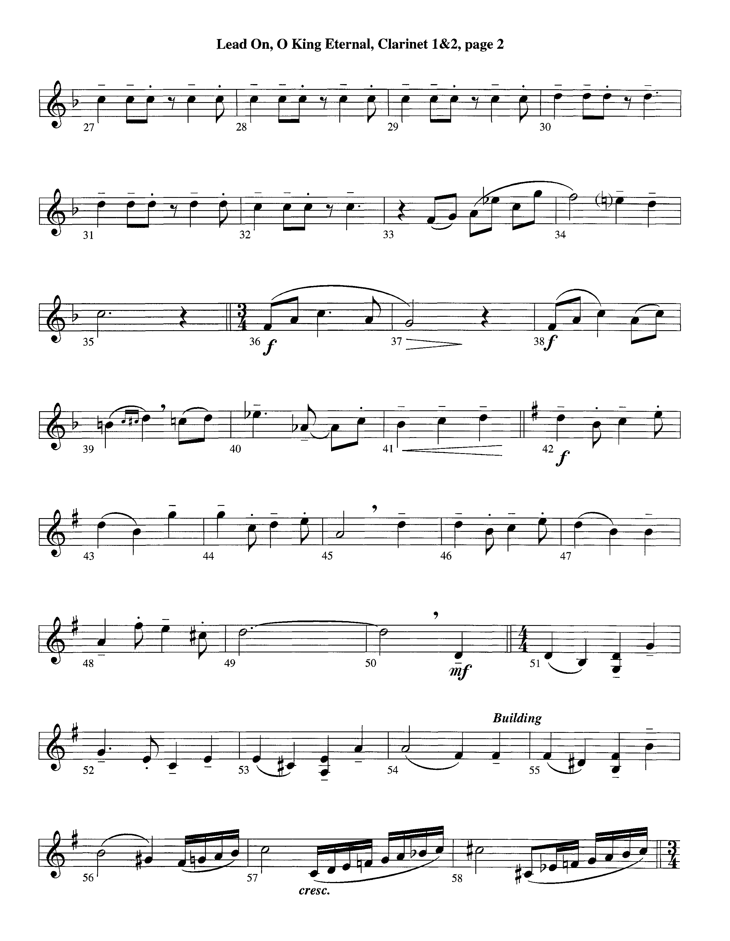 Lead On O King Eternal (Instrumental) Clarinet 1/2 (Lifeway Worship / Arr. Steve Dunn)