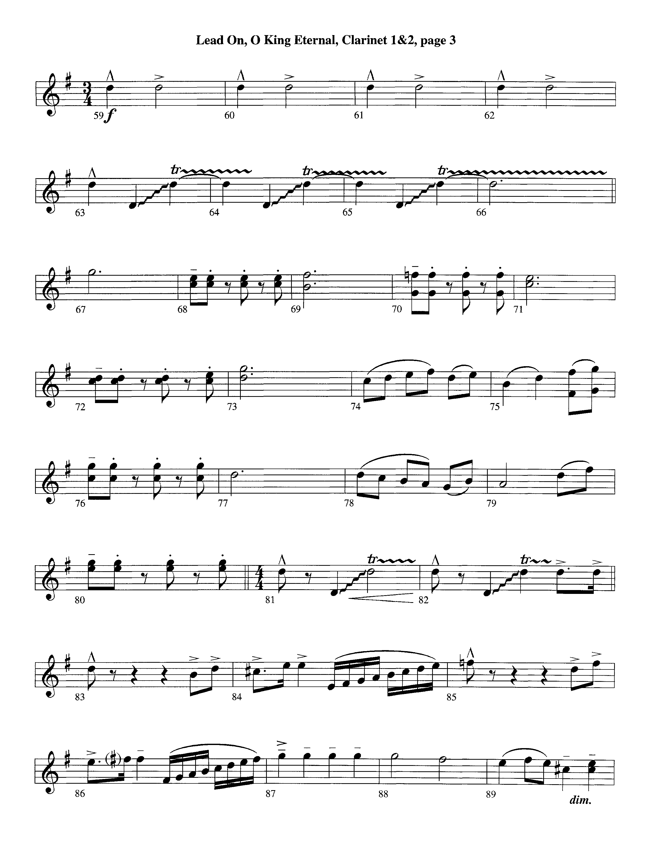 Lead On O King Eternal (Instrumental) Clarinet 1/2 (Lifeway Worship / Arr. Steve Dunn)