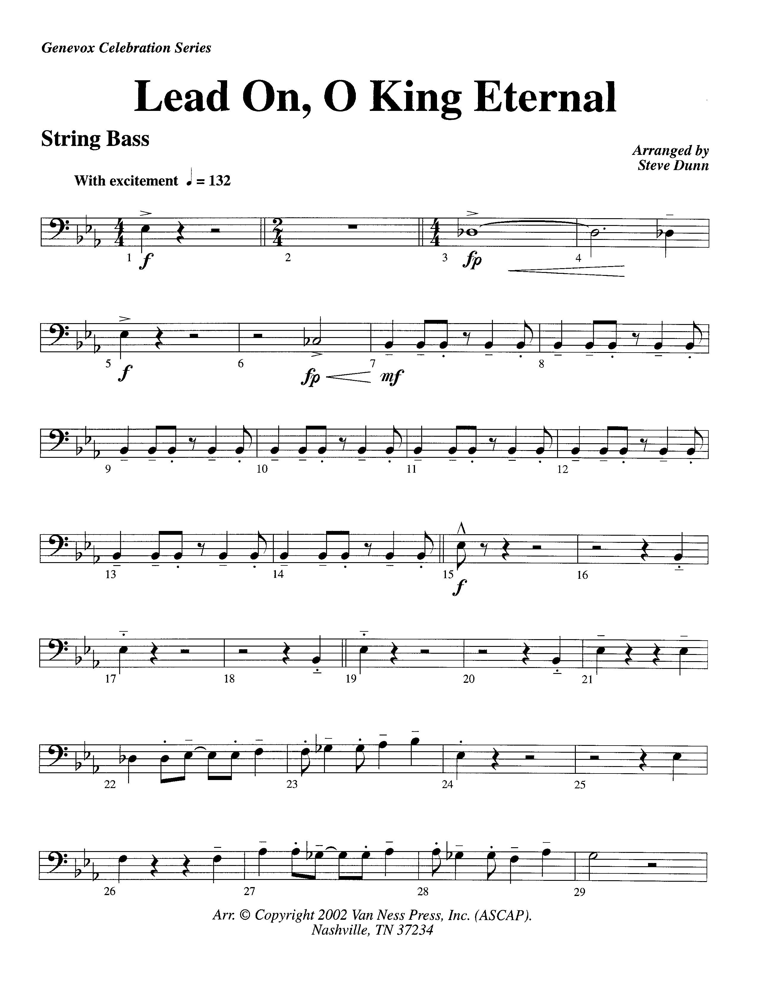 Lead On O King Eternal (Instrumental) Double Bass (Lifeway Worship / Arr. Steve Dunn)