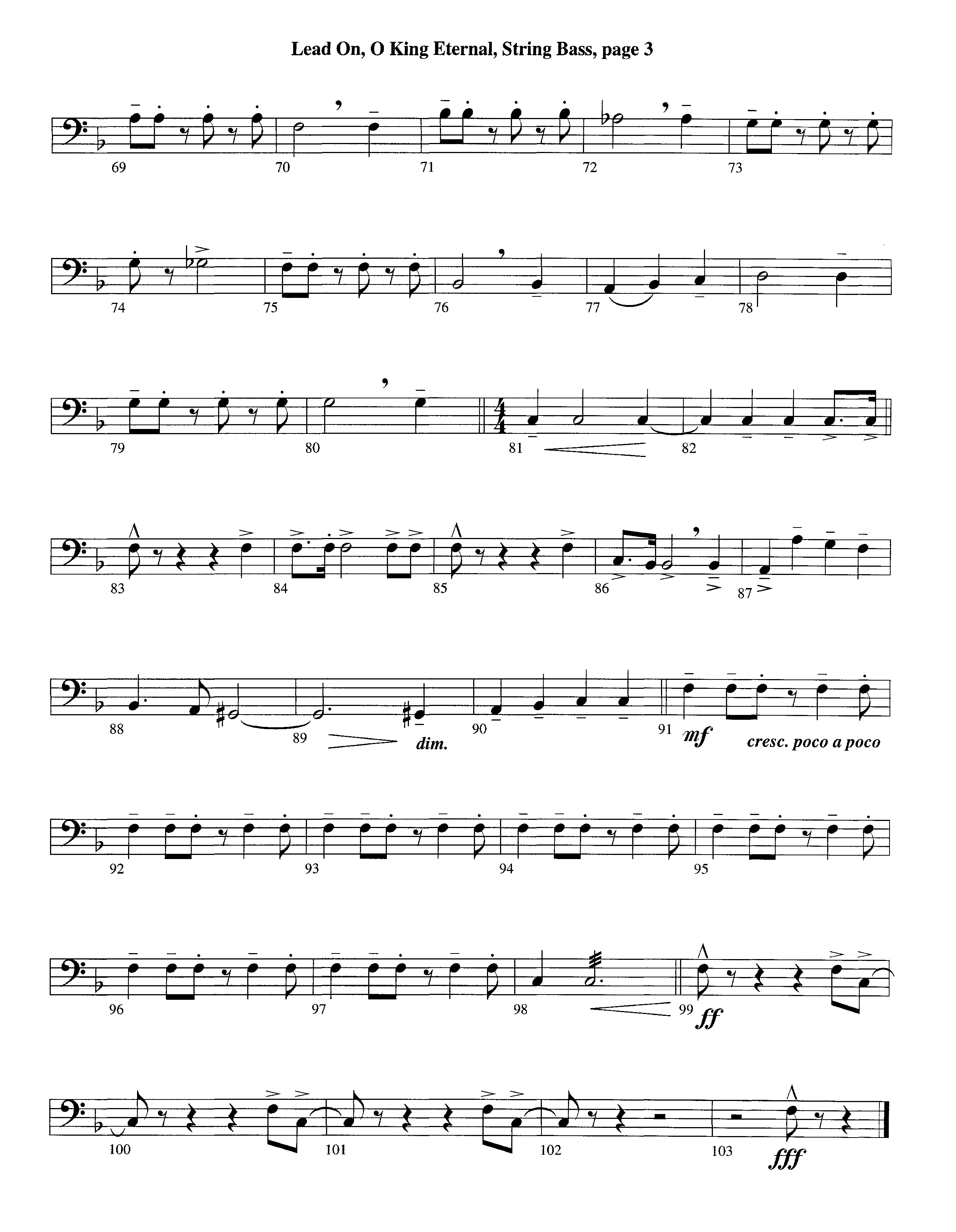 Lead On O King Eternal (Instrumental) Double Bass (Lifeway Worship / Arr. Steve Dunn)