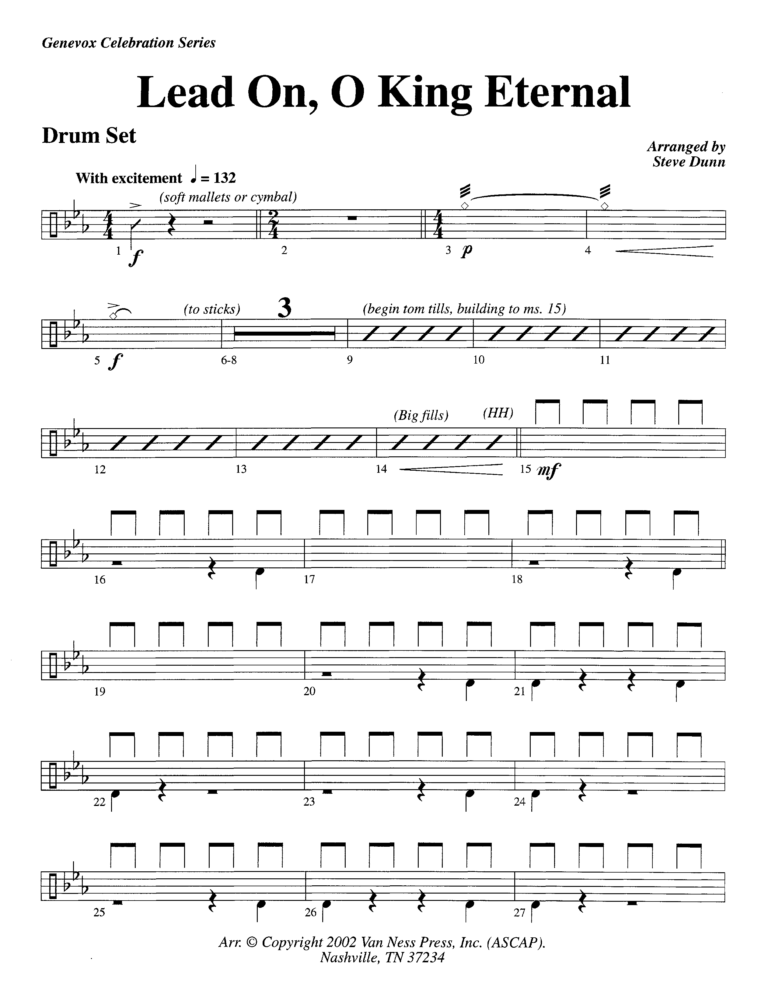 Lead On O King Eternal (Instrumental) Drum Set (Lifeway Worship / Arr. Steve Dunn)