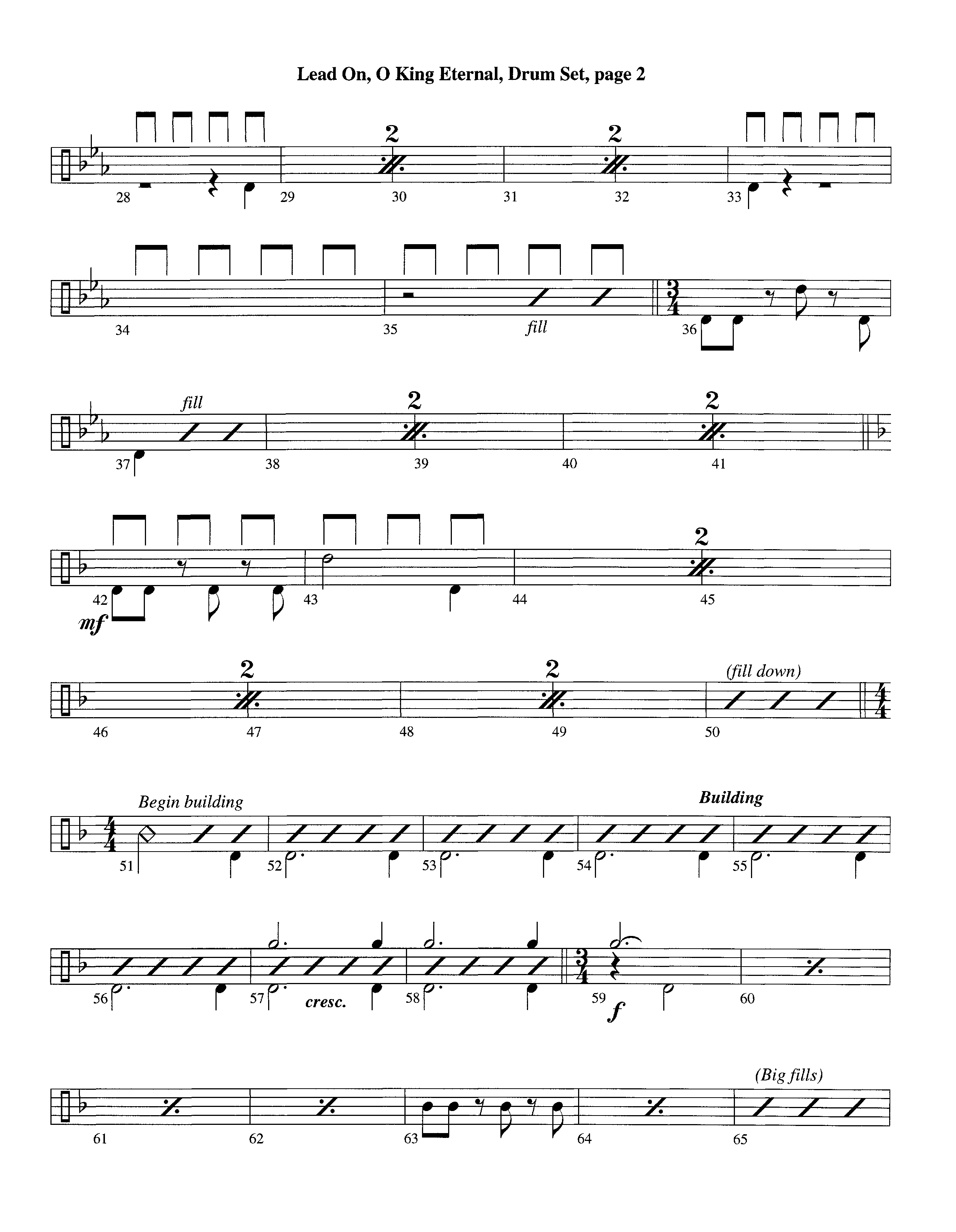 Lead On O King Eternal (Instrumental) Drum Set (Lifeway Worship / Arr. Steve Dunn)