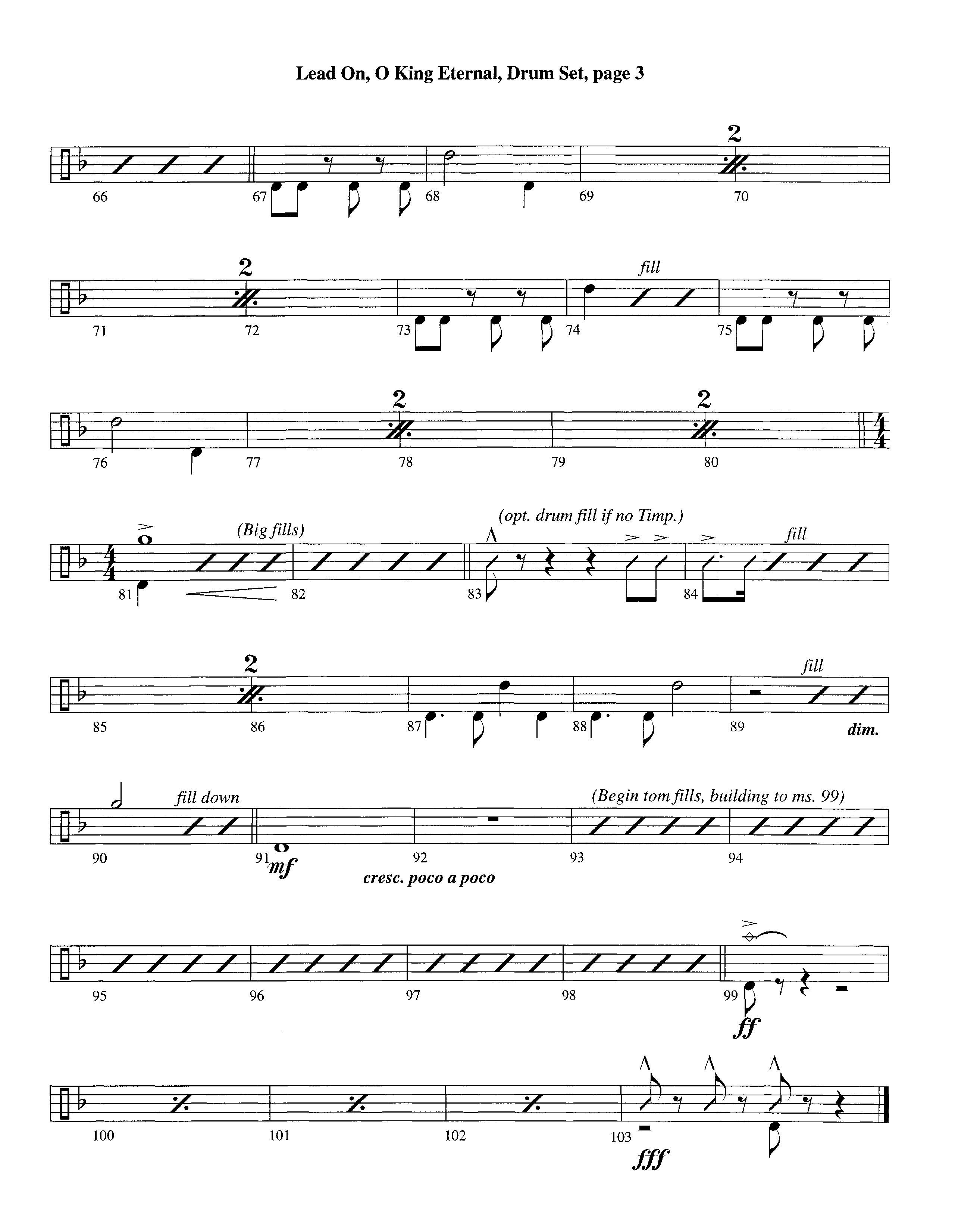 Lead On O King Eternal (Instrumental) Drum Set (Lifeway Worship / Arr. Steve Dunn)