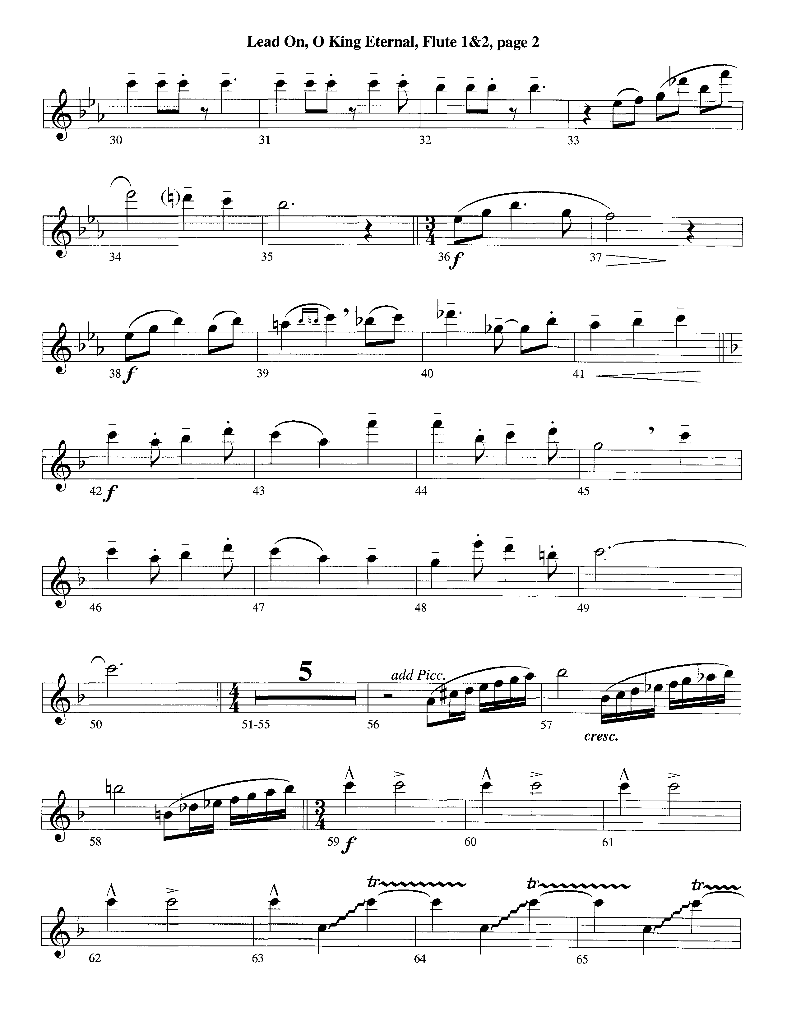 Lead On O King Eternal (Instrumental) Flute 1/2 (Lifeway Worship / Arr. Steve Dunn)