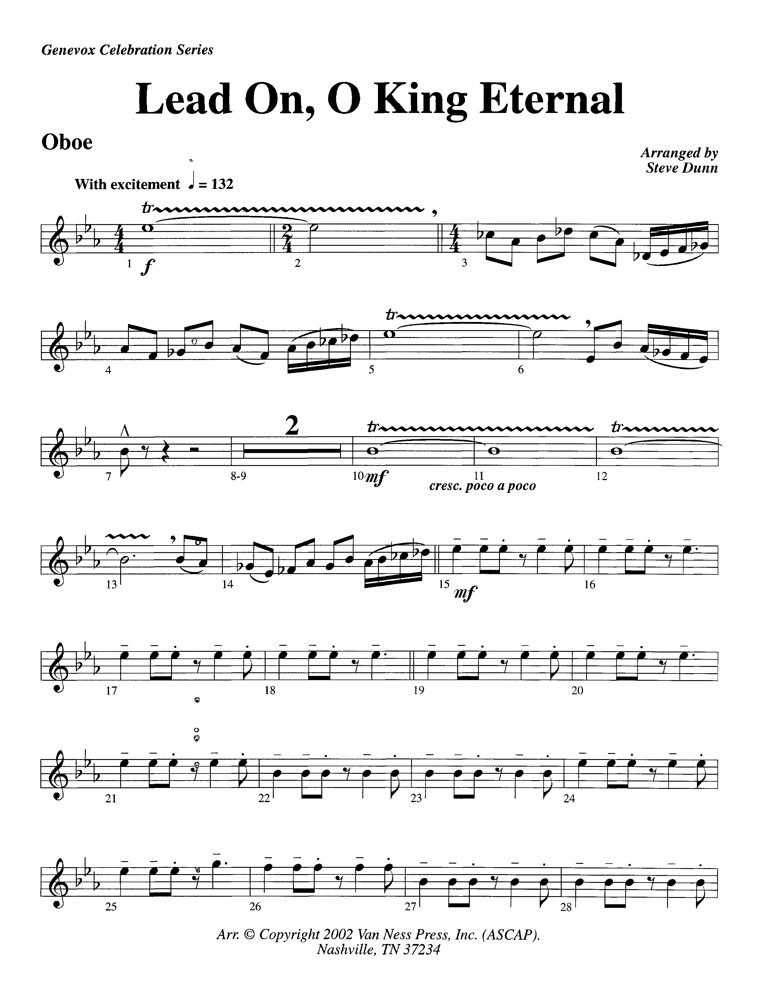 Lead On O King Eternal (Instrumental) Oboe (Lifeway Worship / Arr. Steve Dunn)