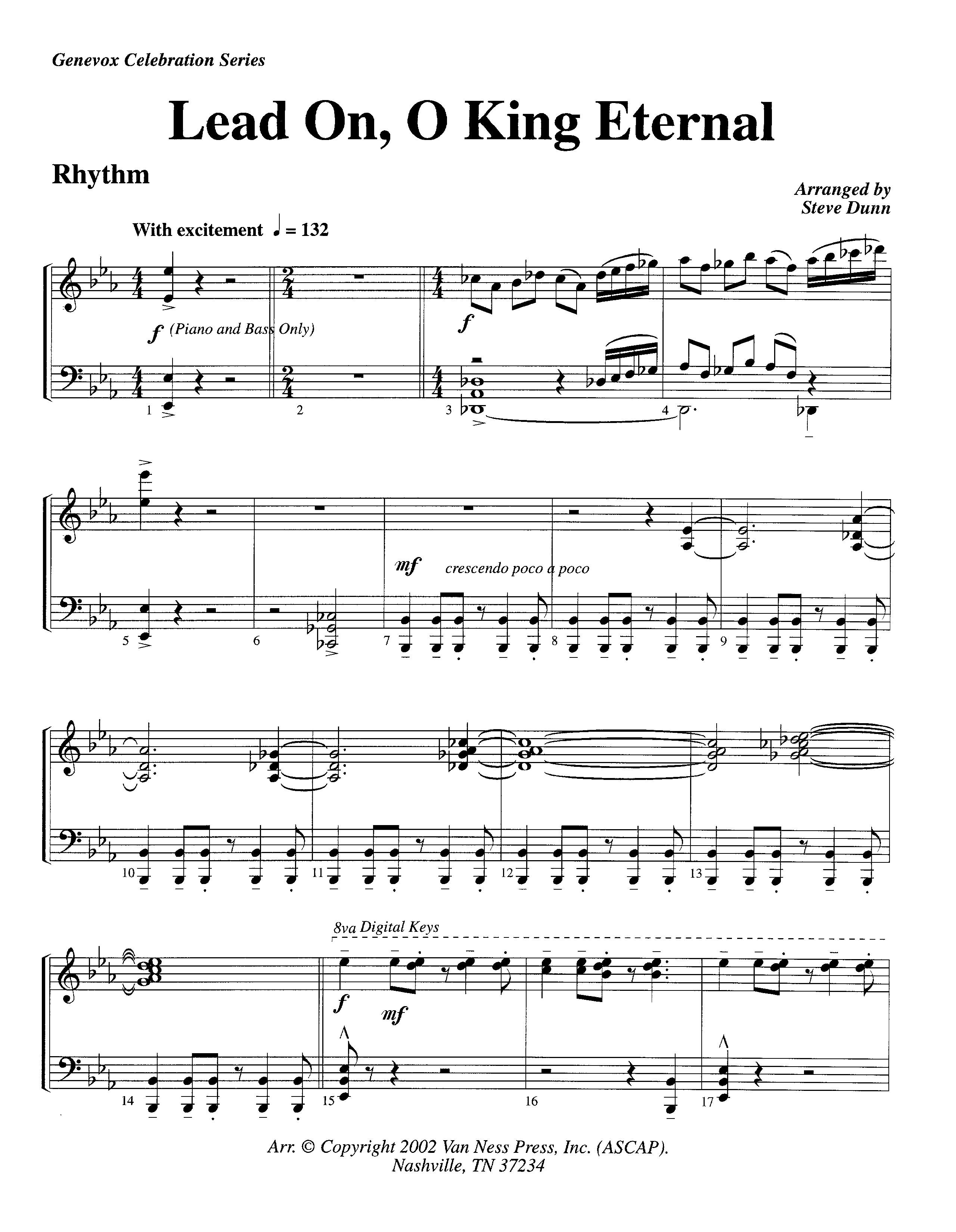 Lead On O King Eternal (Instrumental) Piano/Rhythm (Lifeway Worship / Arr. Steve Dunn)