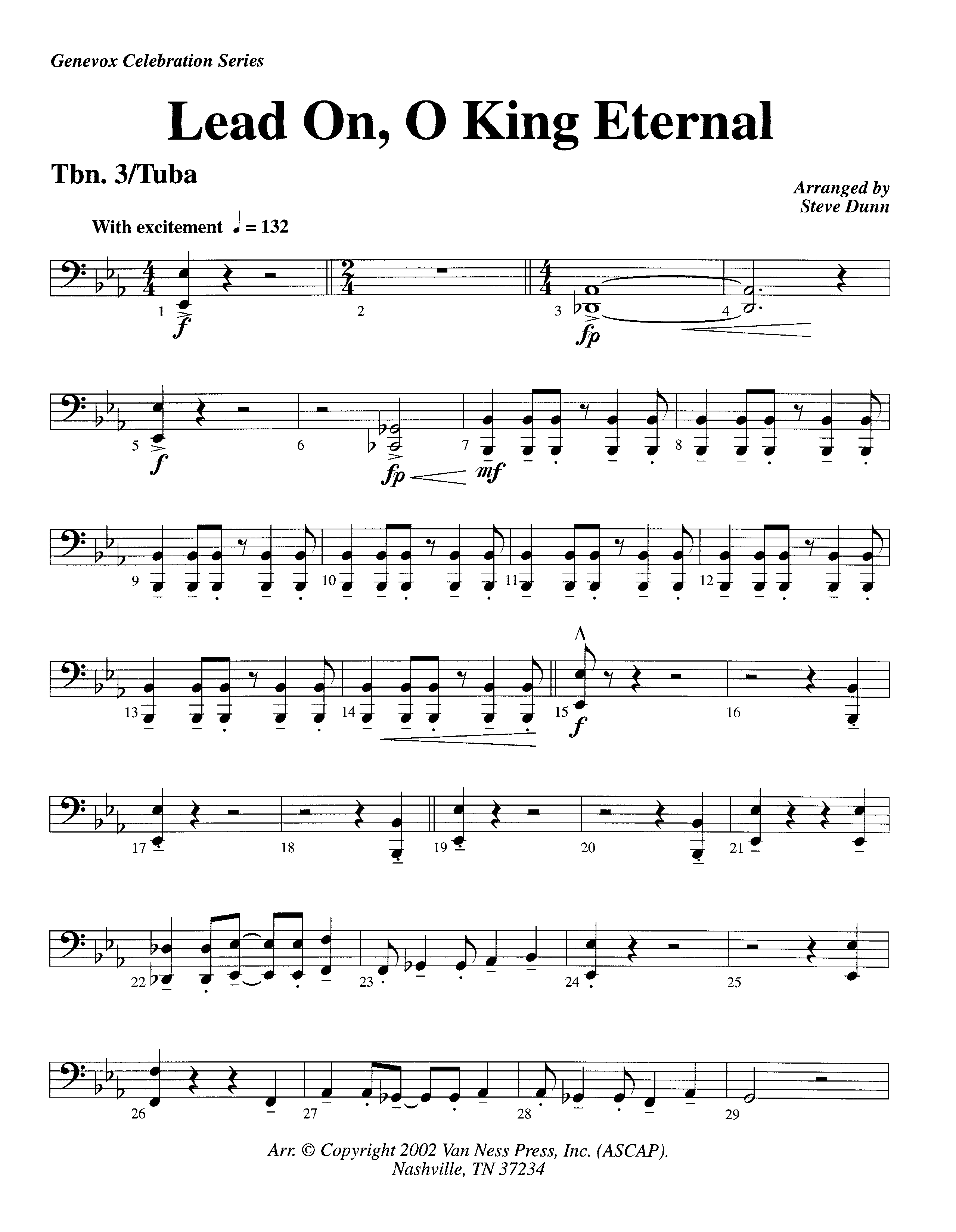 Lead On O King Eternal (Instrumental) Trombone 3/Tuba (Lifeway Worship / Arr. Steve Dunn)