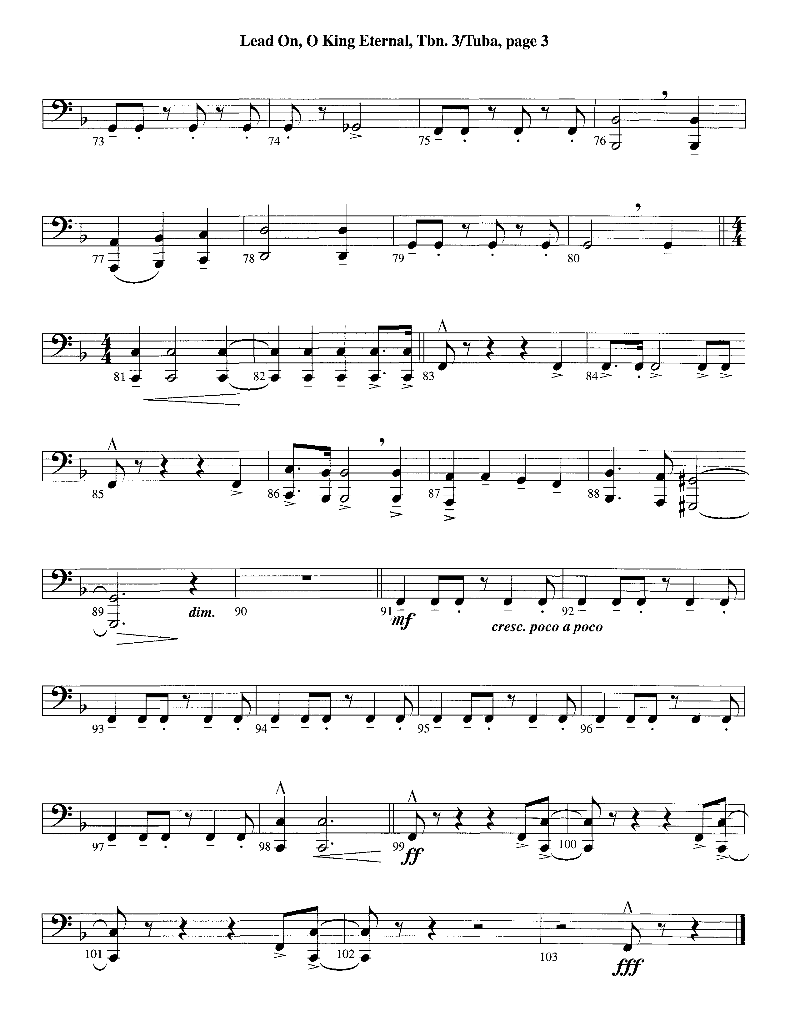 Lead On O King Eternal (Instrumental) Trombone 3/Tuba (Lifeway Worship / Arr. Steve Dunn)