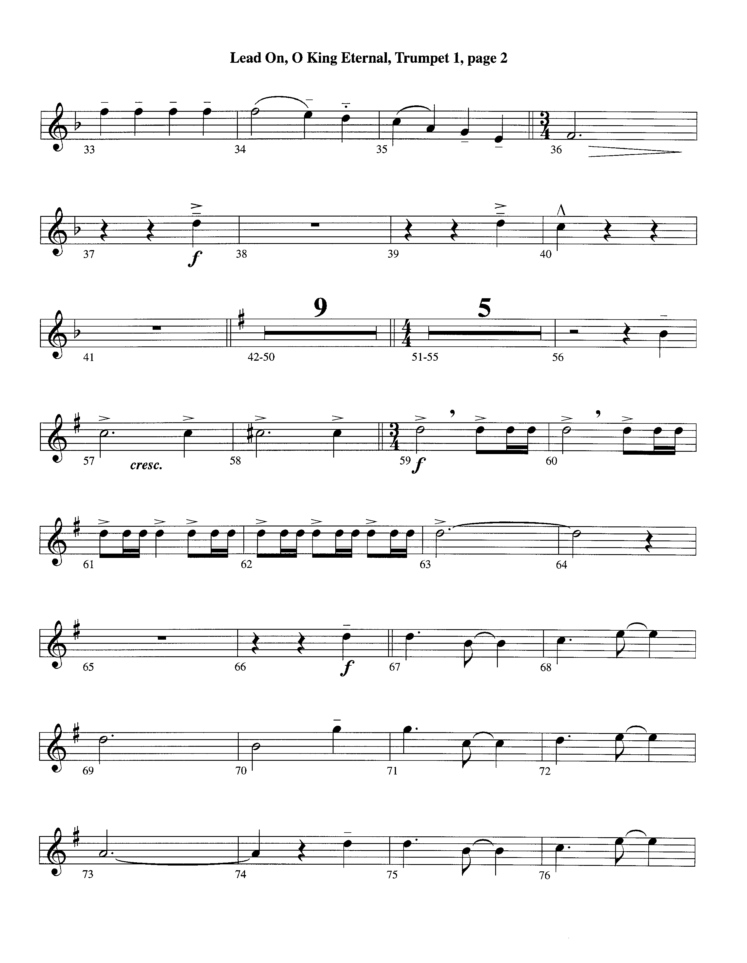 Lead On O King Eternal (Instrumental) Trumpet 1 (Lifeway Worship / Arr. Steve Dunn)