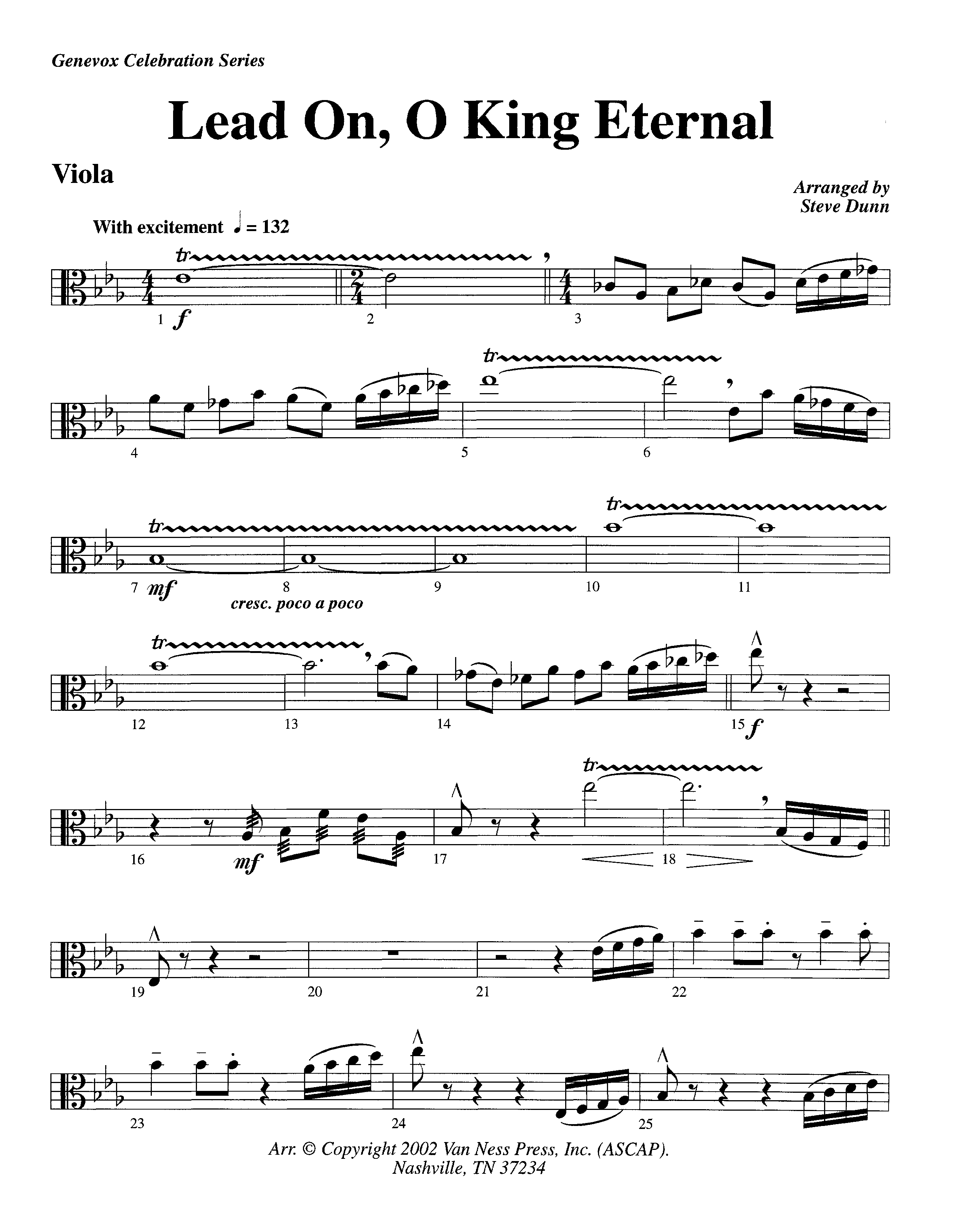 Lead On O King Eternal (Instrumental) Viola (Lifeway Worship / Arr. Steve Dunn)