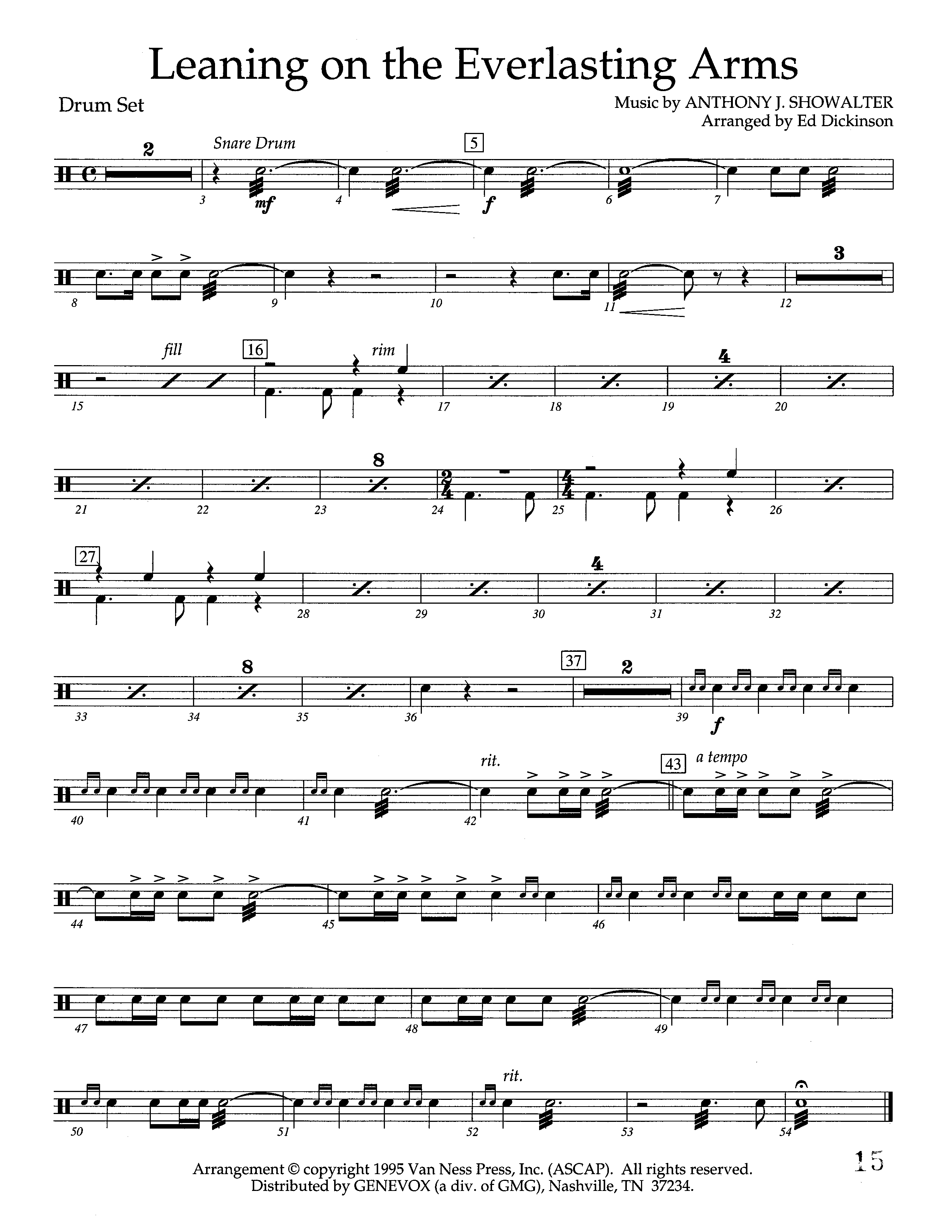 Leaning On The Everlasting Arms (Instrumental) Drum Set (Lifeway Worship / Arr. Ed Dickinson)