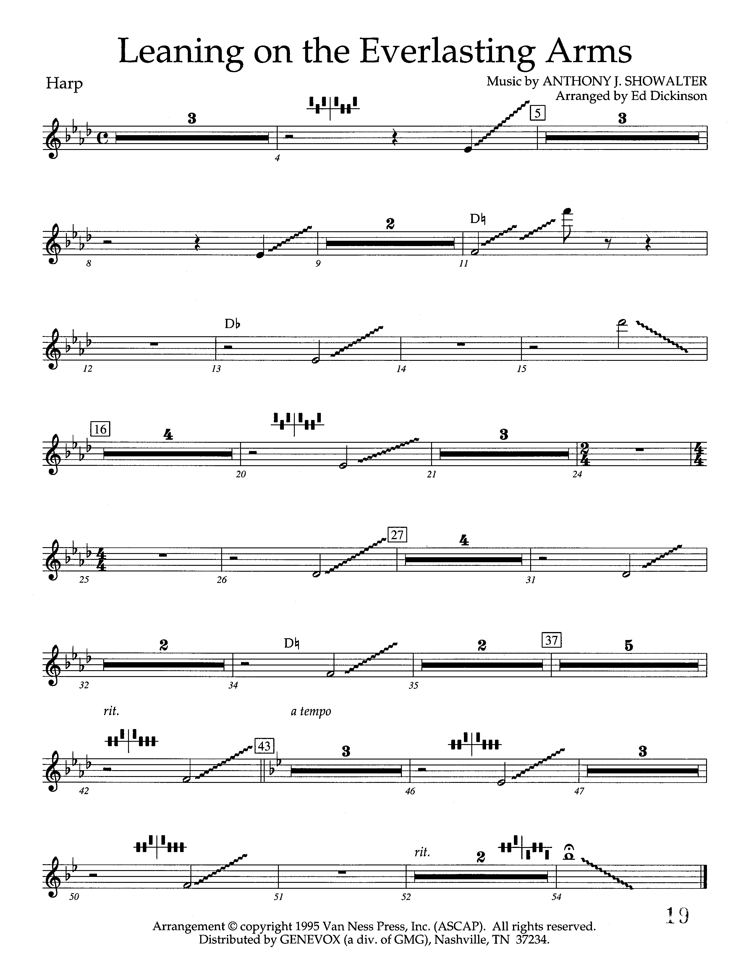 Leaning On The Everlasting Arms (Instrumental) Harp (Lifeway Worship / Arr. Ed Dickinson)