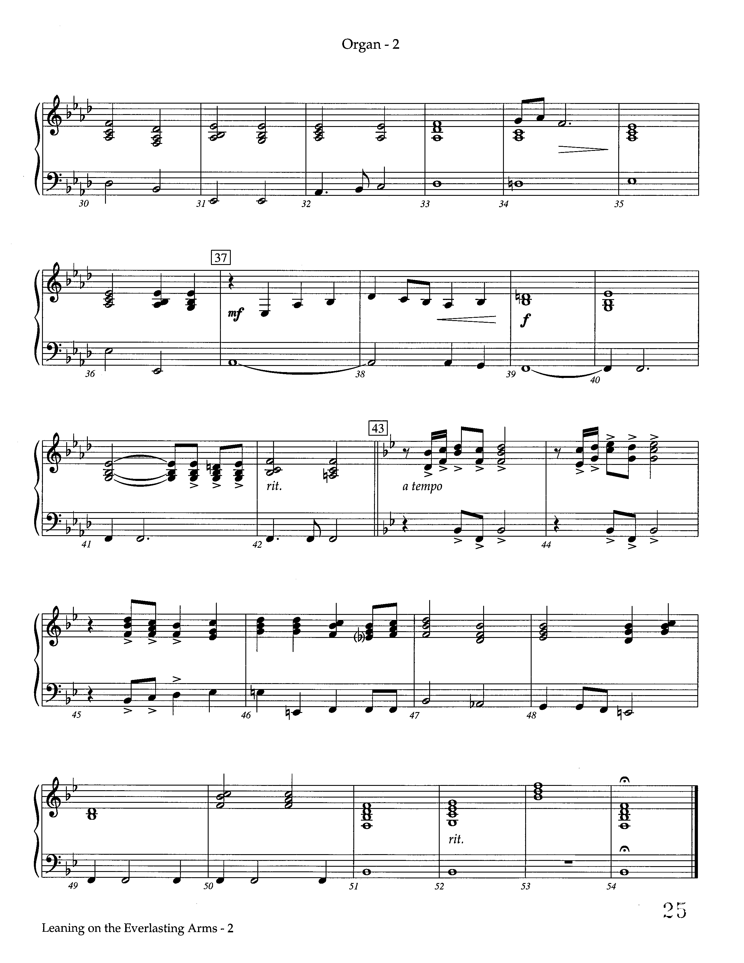 Leaning On The Everlasting Arms (Instrumental) Organ (Lifeway Worship / Arr. Ed Dickinson)