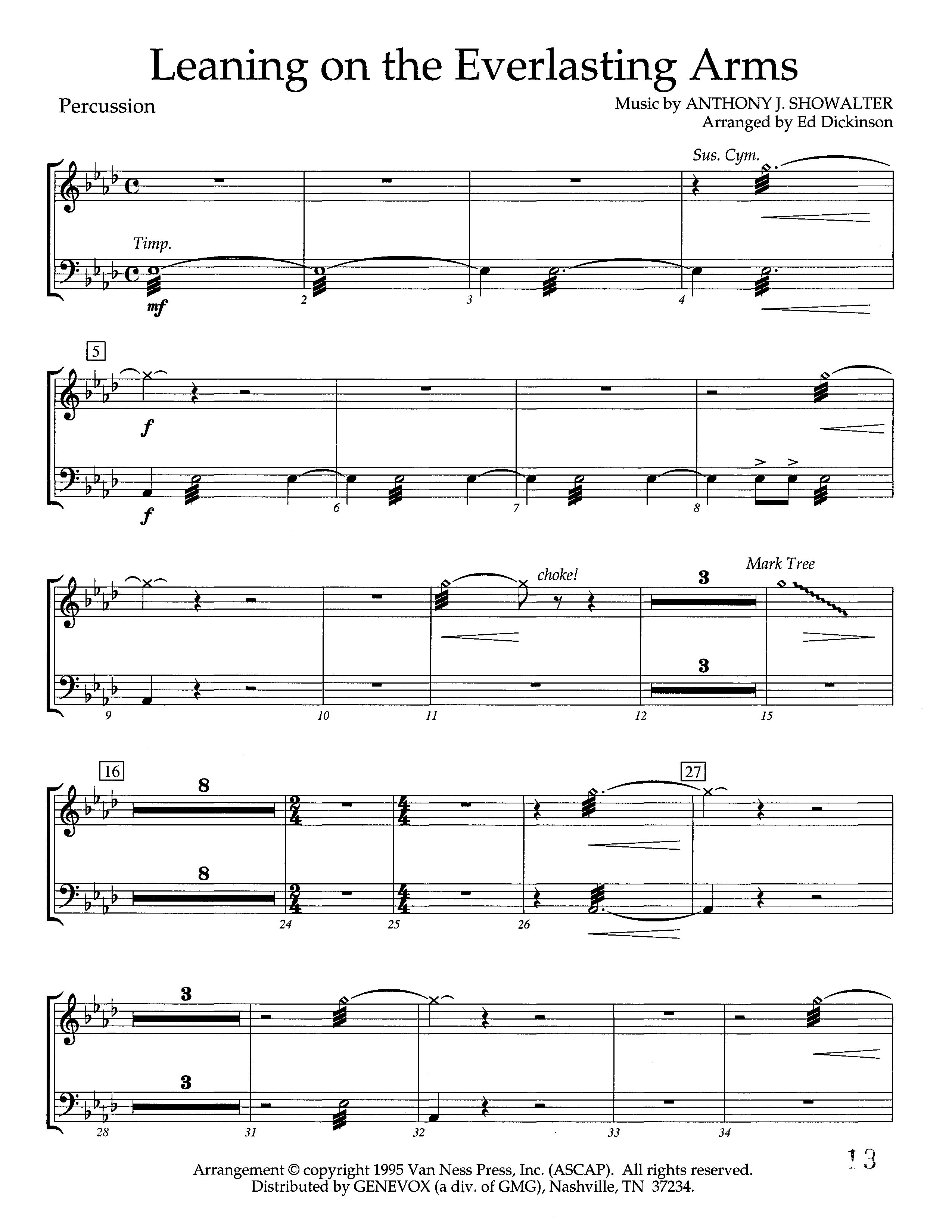 Leaning On The Everlasting Arms (Instrumental) Percussion (Lifeway Worship / Arr. Ed Dickinson)