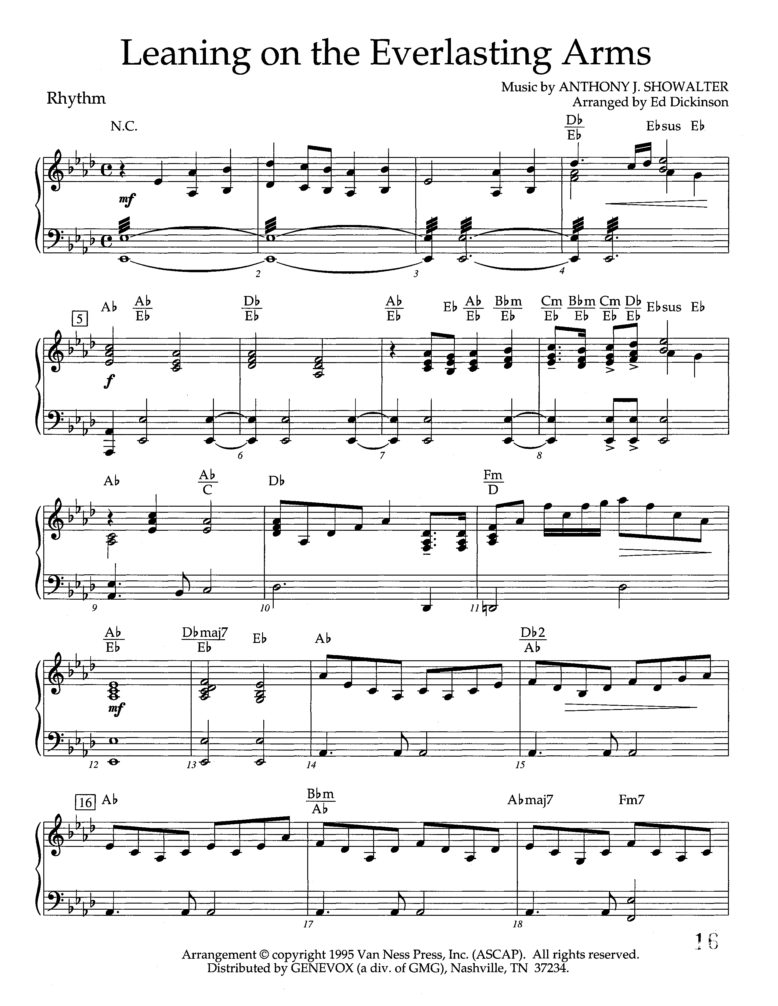 Leaning On The Everlasting Arms (Instrumental) Rhythm Chart (Lifeway Worship / Arr. Ed Dickinson)