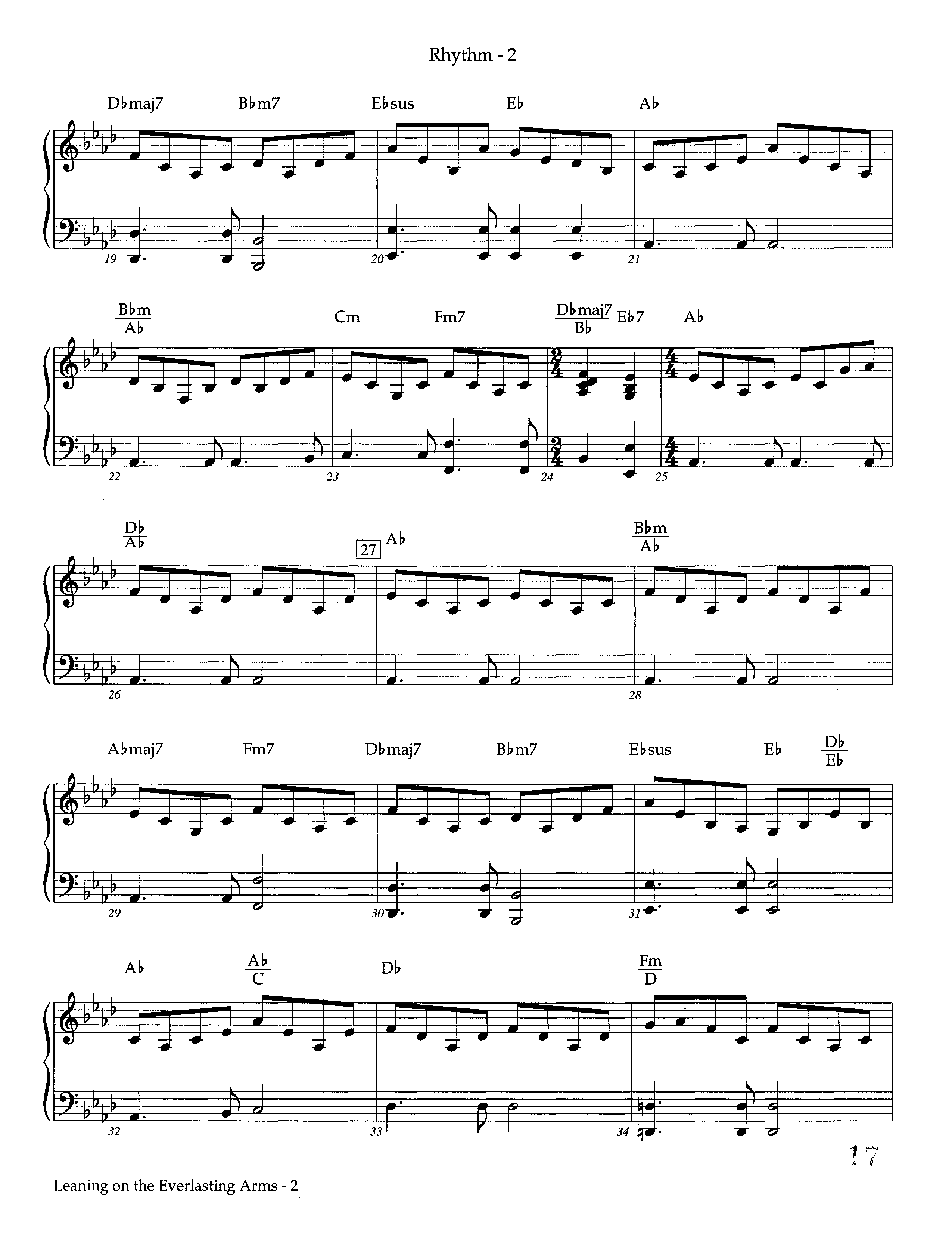 Leaning On The Everlasting Arms (Instrumental) Rhythm Chart (Lifeway Worship / Arr. Ed Dickinson)