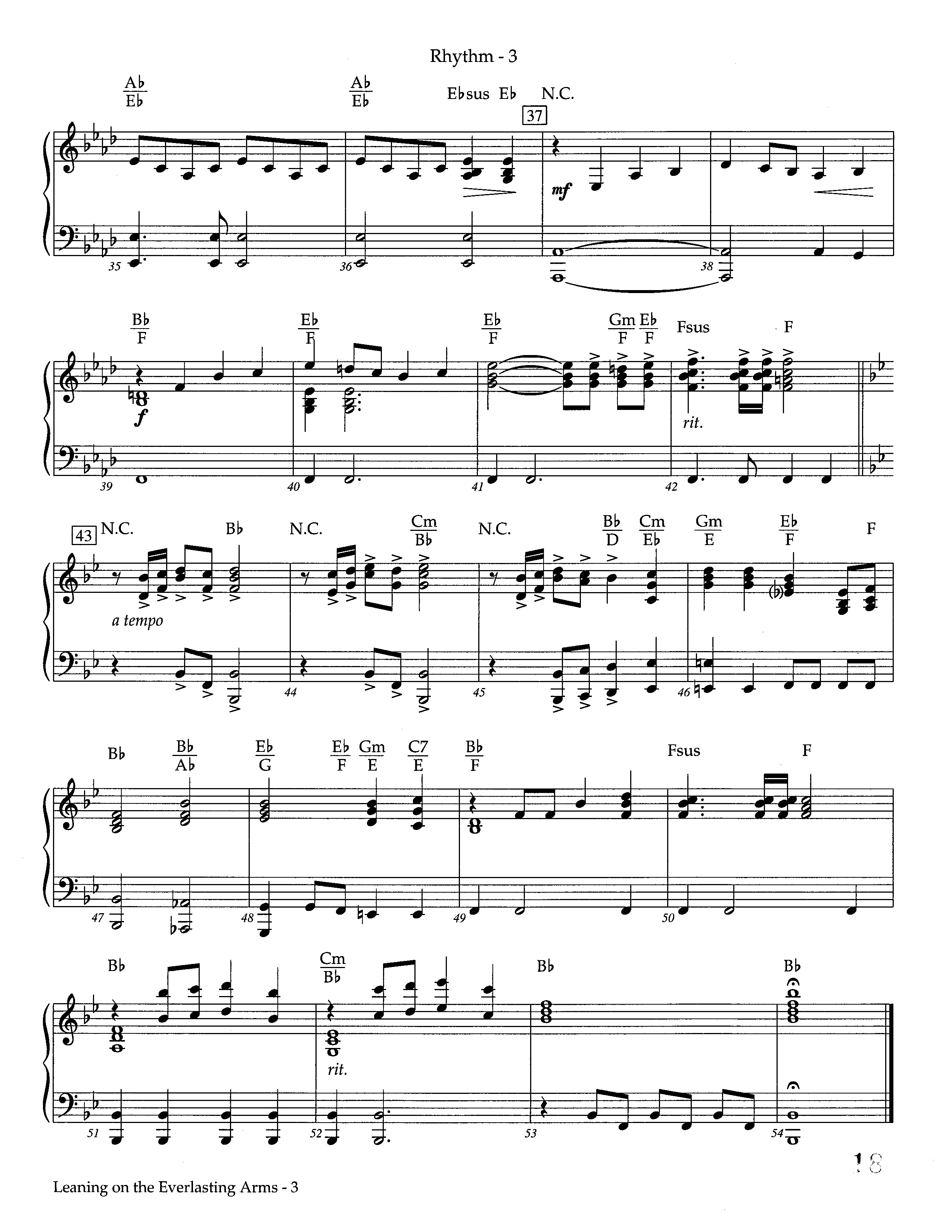 Leaning On The Everlasting Arms (Instrumental) Rhythm Chart (Lifeway Worship / Arr. Ed Dickinson)