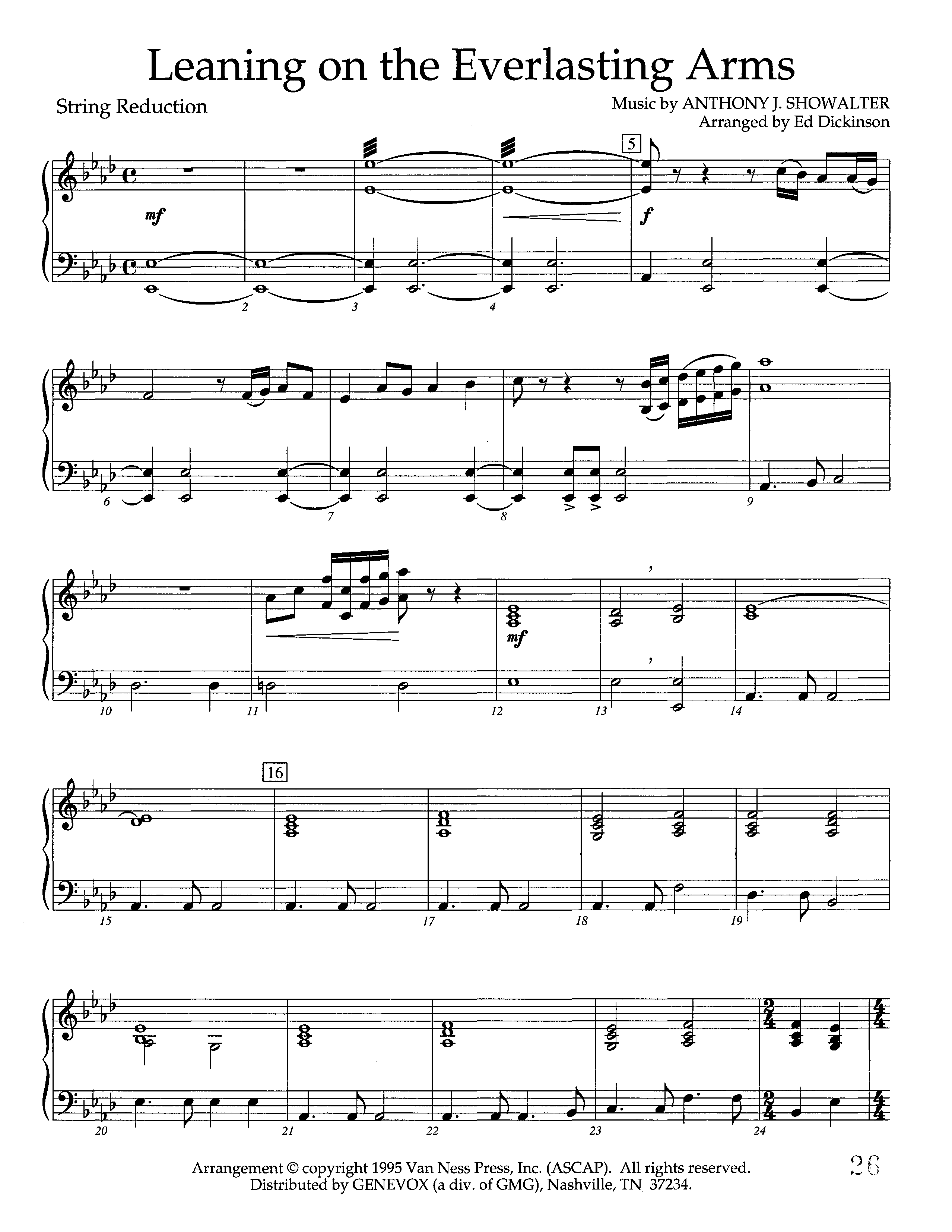 Leaning On The Everlasting Arms (Instrumental) String Reduction (Lifeway Worship / Arr. Ed Dickinson)