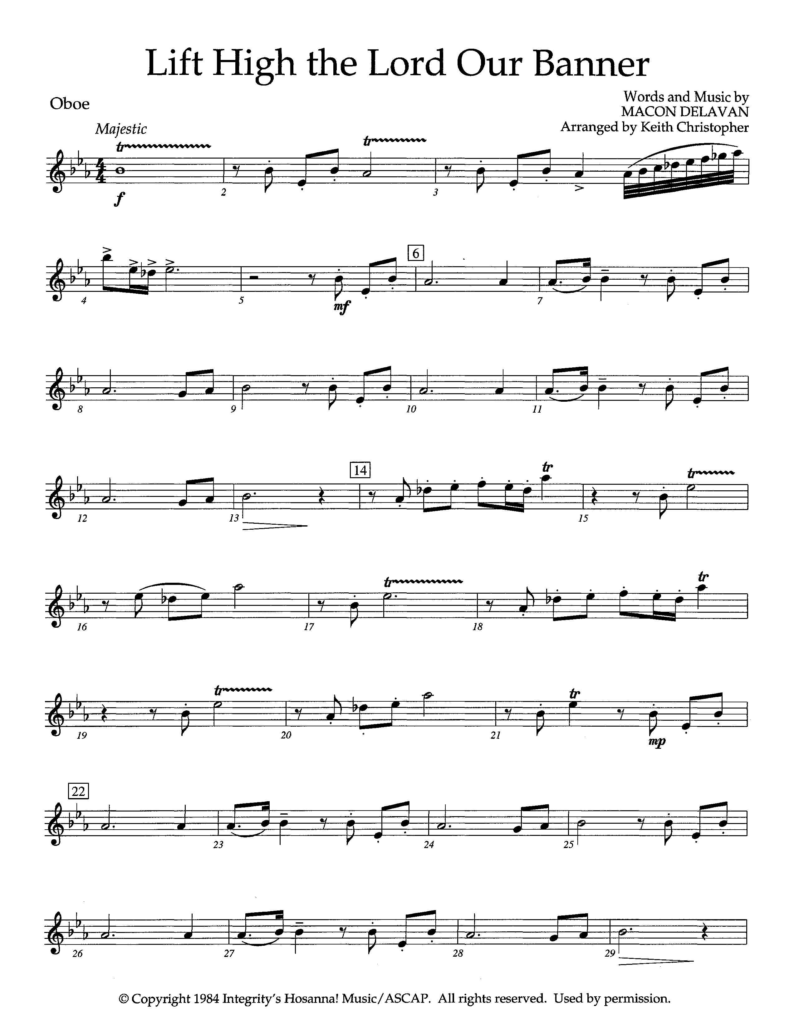 Lift High The Lord Our Banner (Instrumental) Oboe (Lifeway Worship / Arr. Keith Christopher)