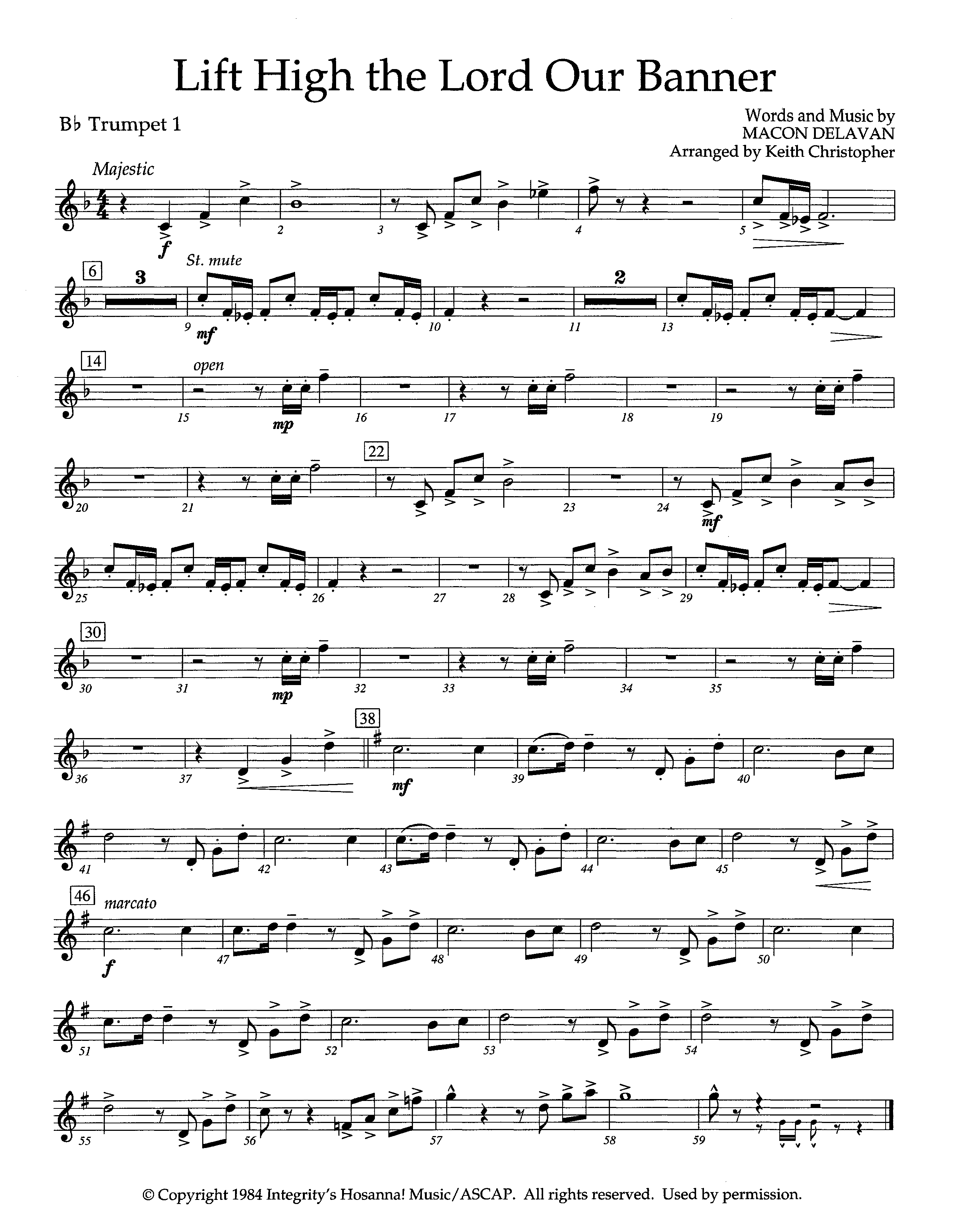 Lift High The Lord Our Banner (Instrumental) Trumpet 1 (Lifeway Worship / Arr. Keith Christopher)