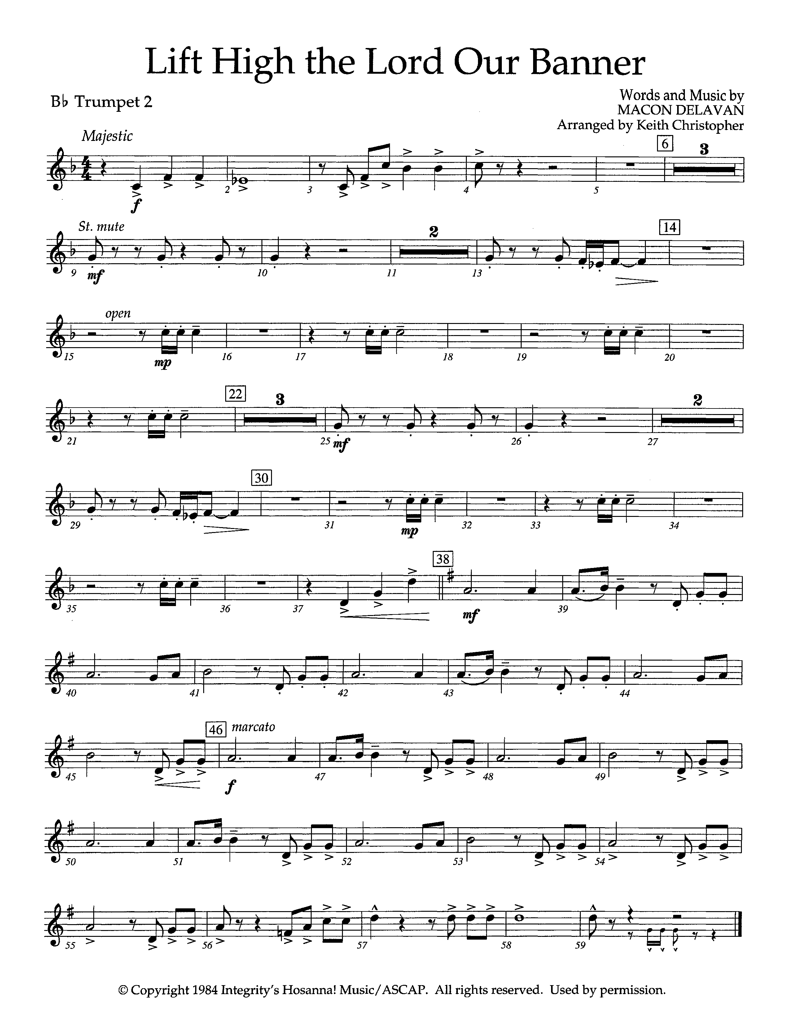 Lift High The Lord Our Banner (Instrumental) Trumpet 2 (Lifeway Worship / Arr. Keith Christopher)