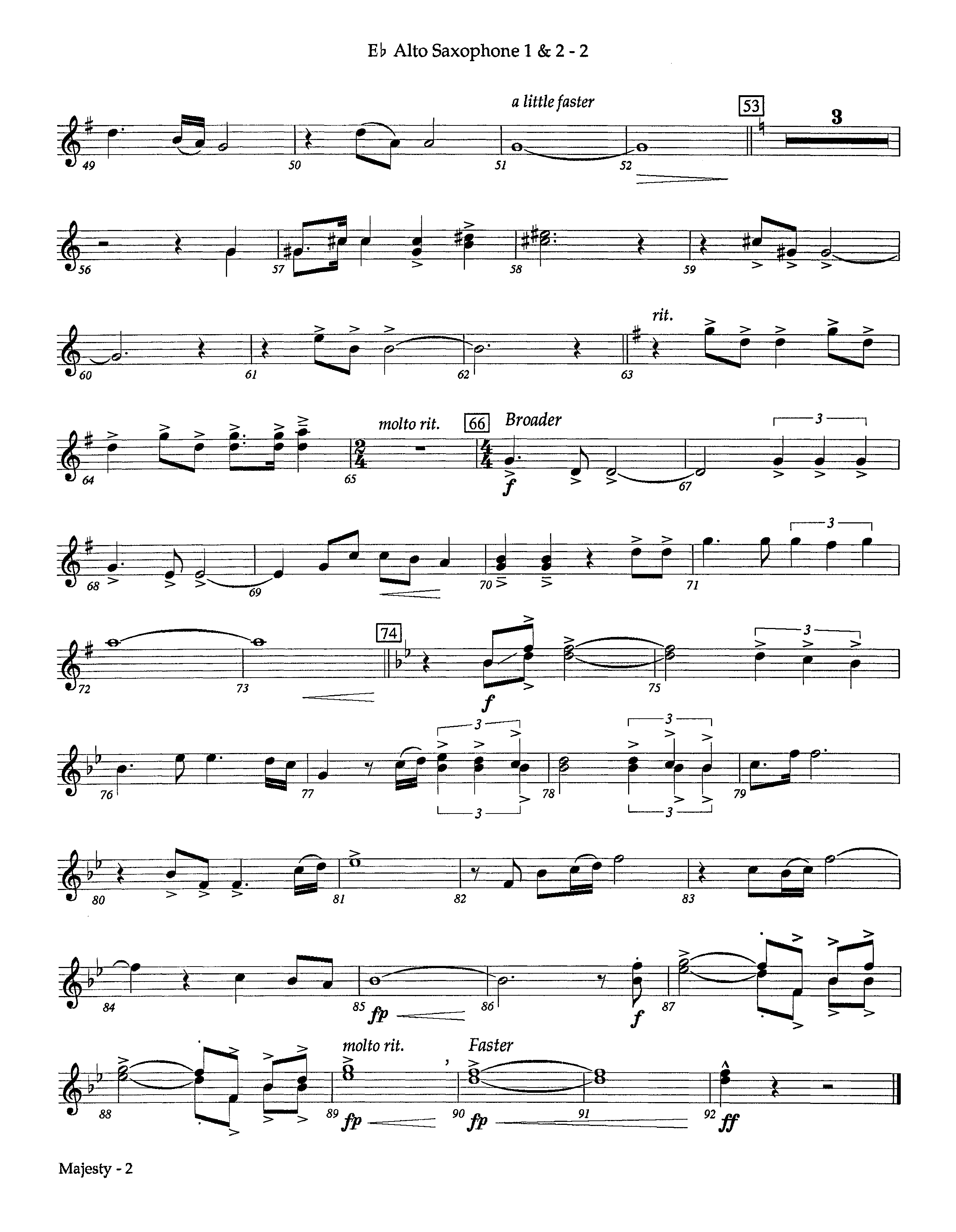 Majesty (Instrumental) Alto Sax 1/2 (Lifeway Worship / Arr. Richard Kingsmore)