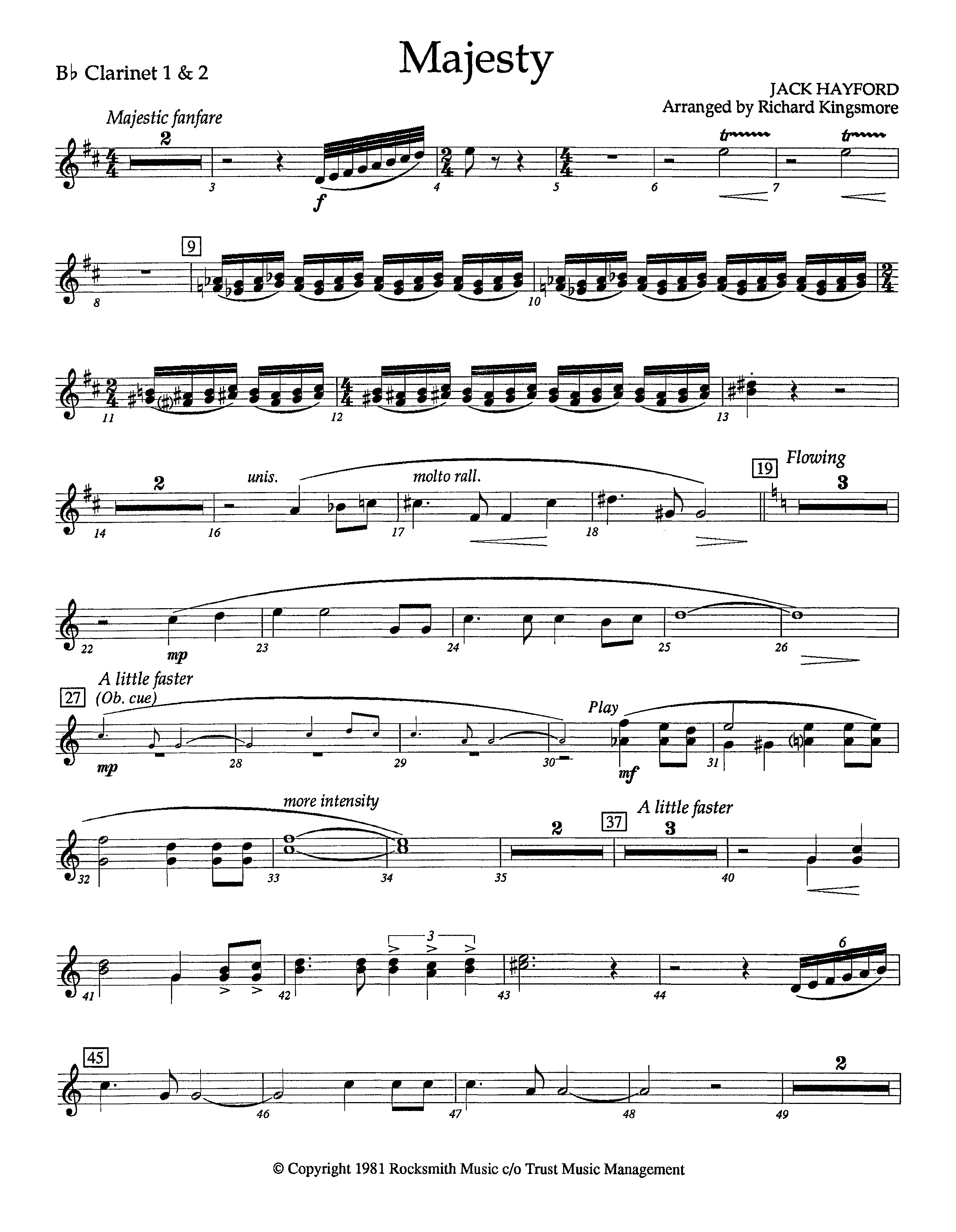 Majesty (Instrumental) Clarinet 1/2 (Lifeway Worship / Arr. Richard Kingsmore)