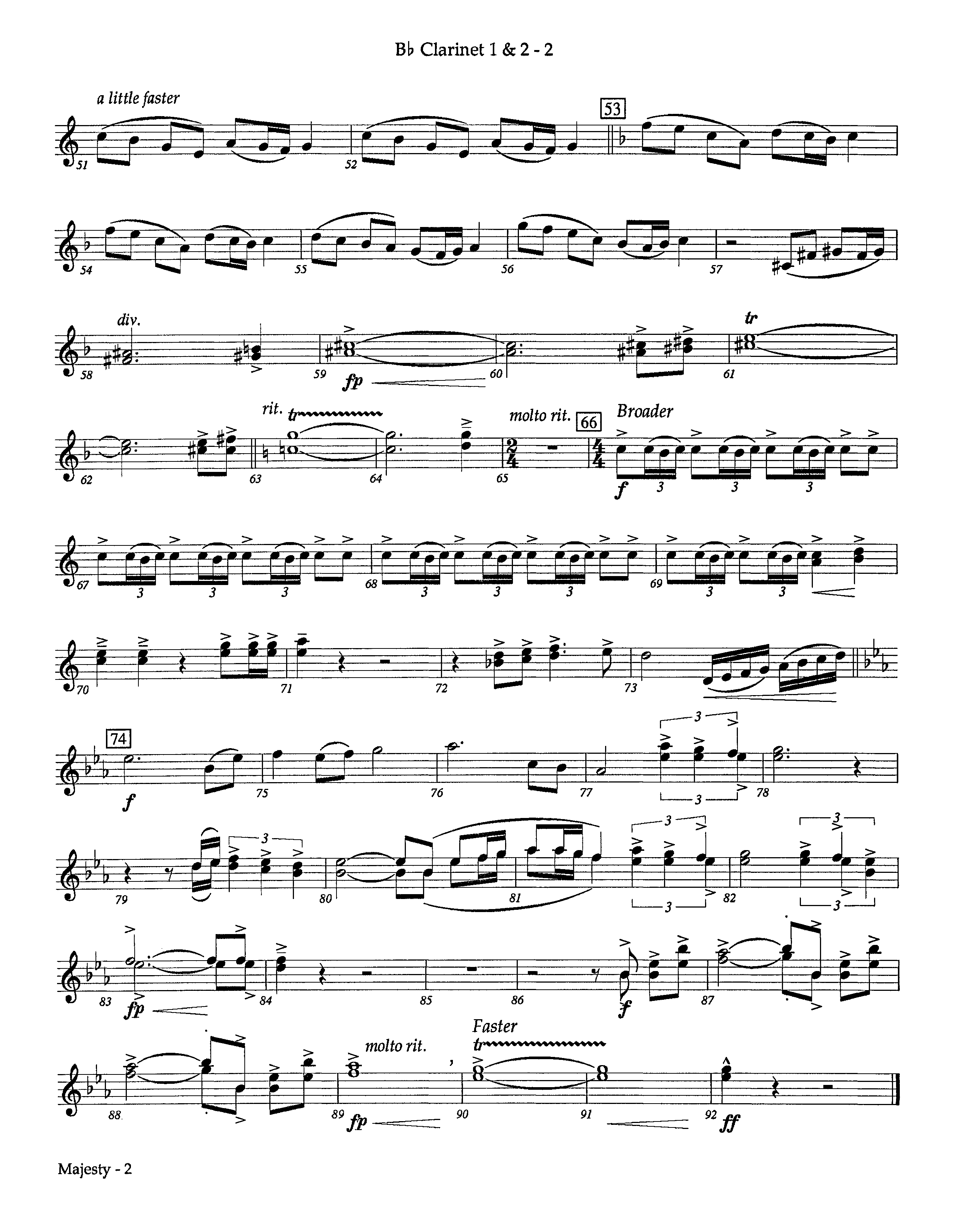 Majesty (Instrumental) Clarinet 1/2 (Lifeway Worship / Arr. Richard Kingsmore)