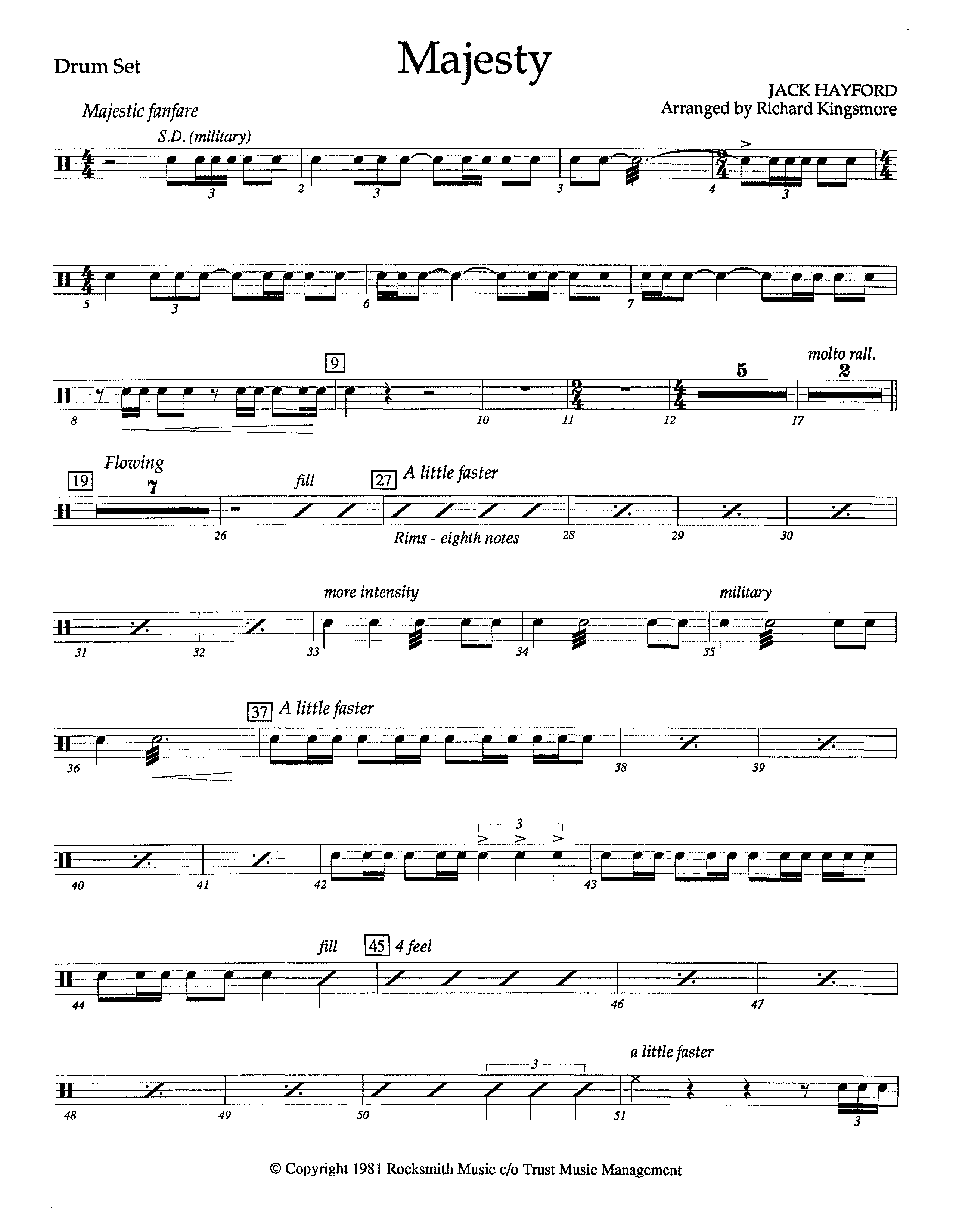 Majesty (Instrumental) Drum Set (Lifeway Worship / Arr. Richard Kingsmore)