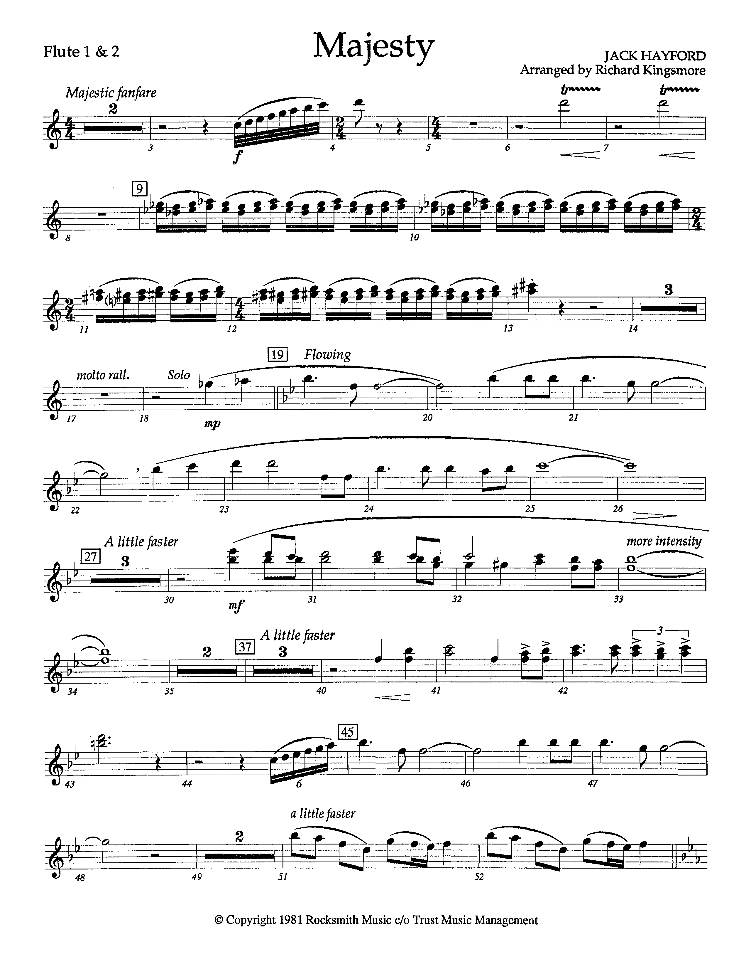 Majesty (Instrumental) Flute 1/2 (Lifeway Worship / Arr. Richard Kingsmore)